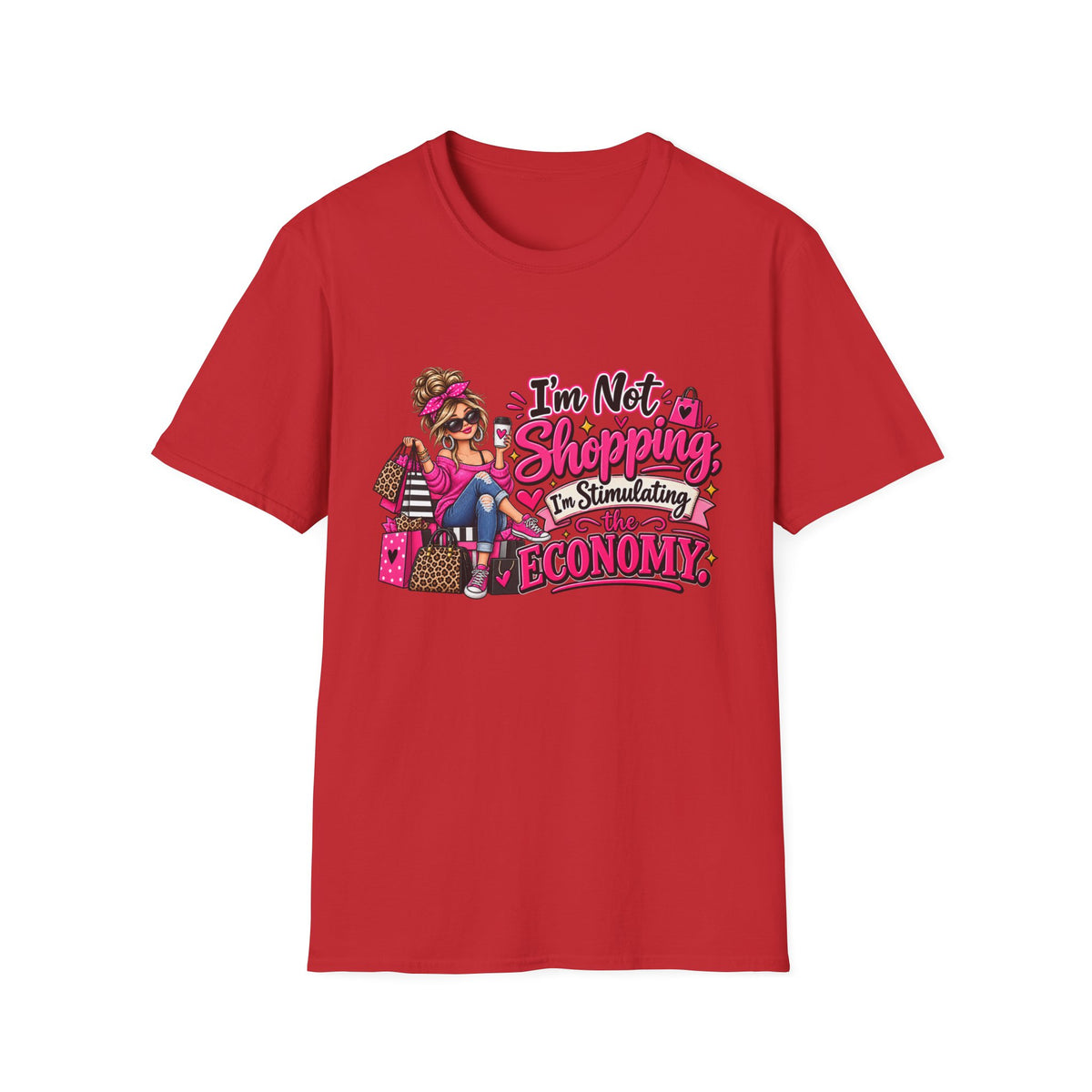 I'm Not Shopping, I'm Stimulating the Economy — T-Shirt — S, Red | The ClawMark Store