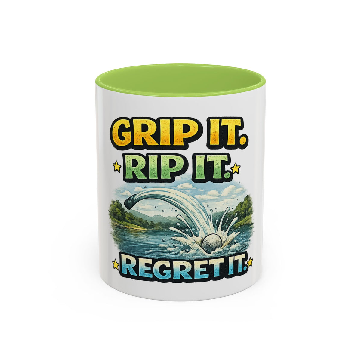 Grip It, Rip It, Regret It — Golf Coffee Mug (11oz, 15oz) — 11oz, Light Green | The ClawMark Store