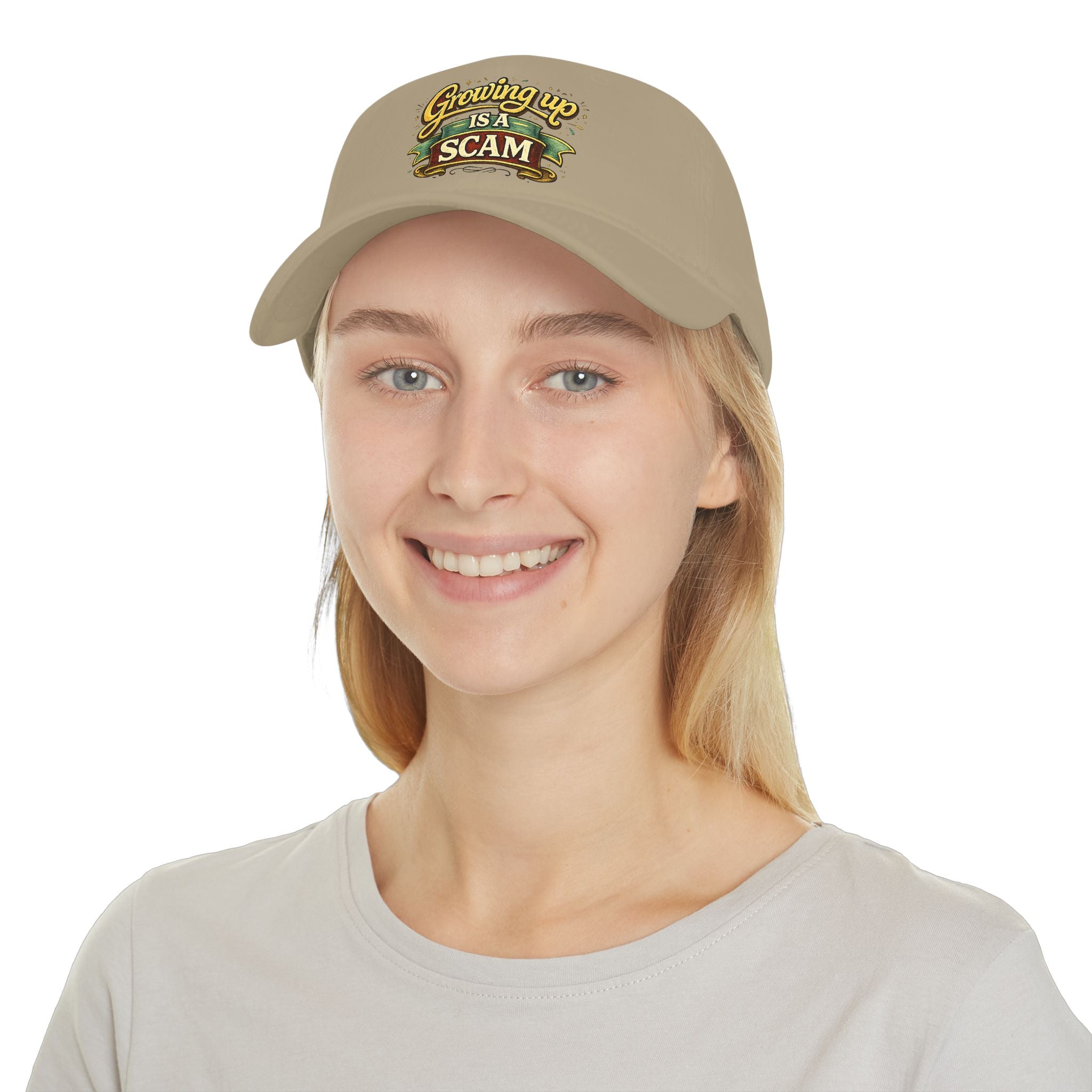 Growing Up Is a Scam | Ball Cap | Embroidered Baseball Hat, Funny Saying