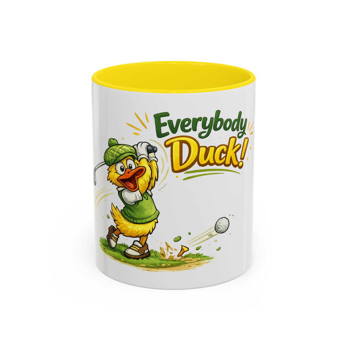 Everybody Duck! Golf Duck Accent Coffee Mug (11/15oz) — 11oz, Yellow | The ClawMark Store