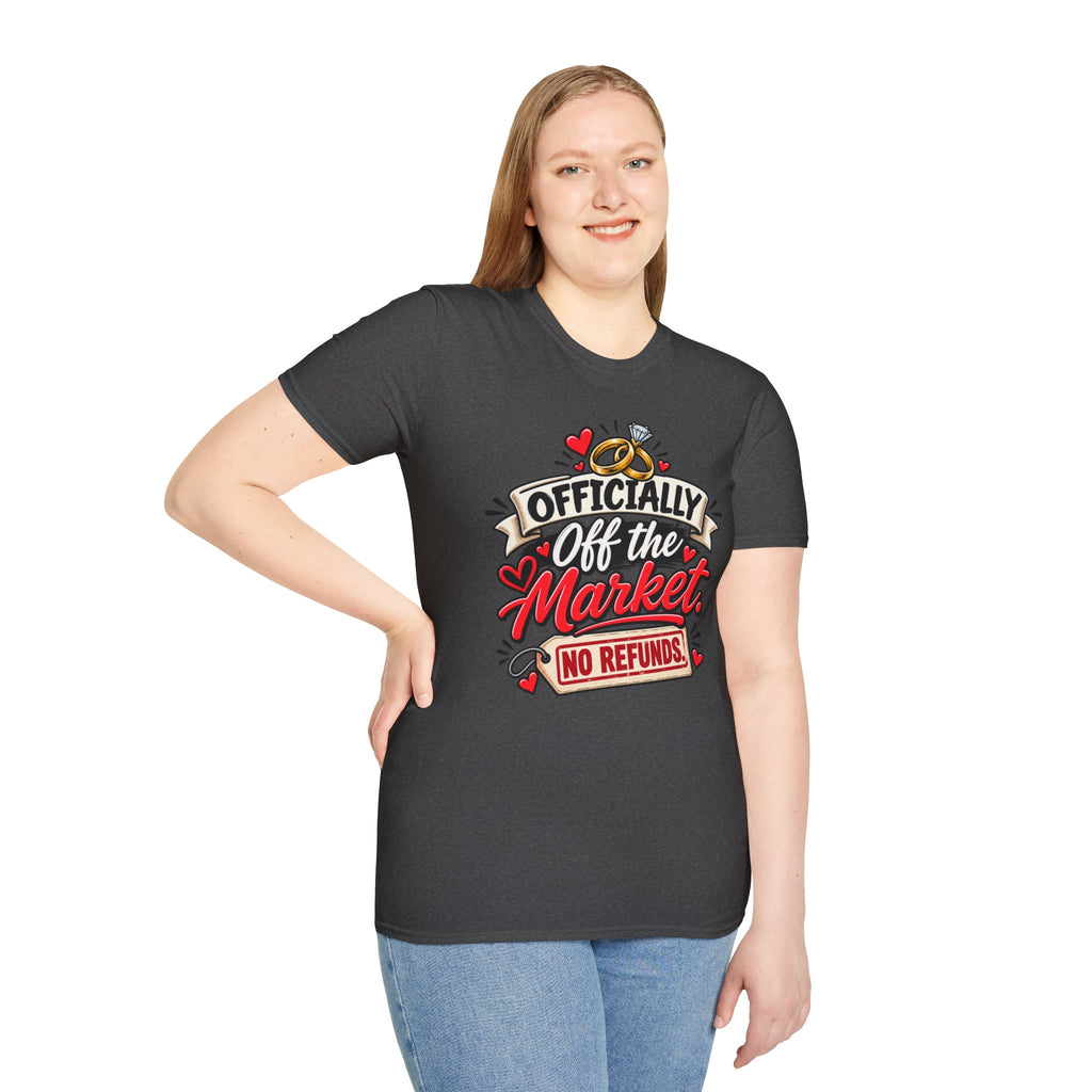 "Officially Off the Market" Wedding T-Shirt — product photo 4 | The ClawMark Store