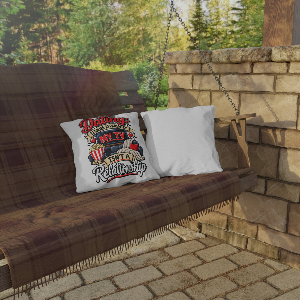 "Dating: Because Apparently My TV Isn't A Relationship" Pillow — product photo 1 | The ClawMark Store