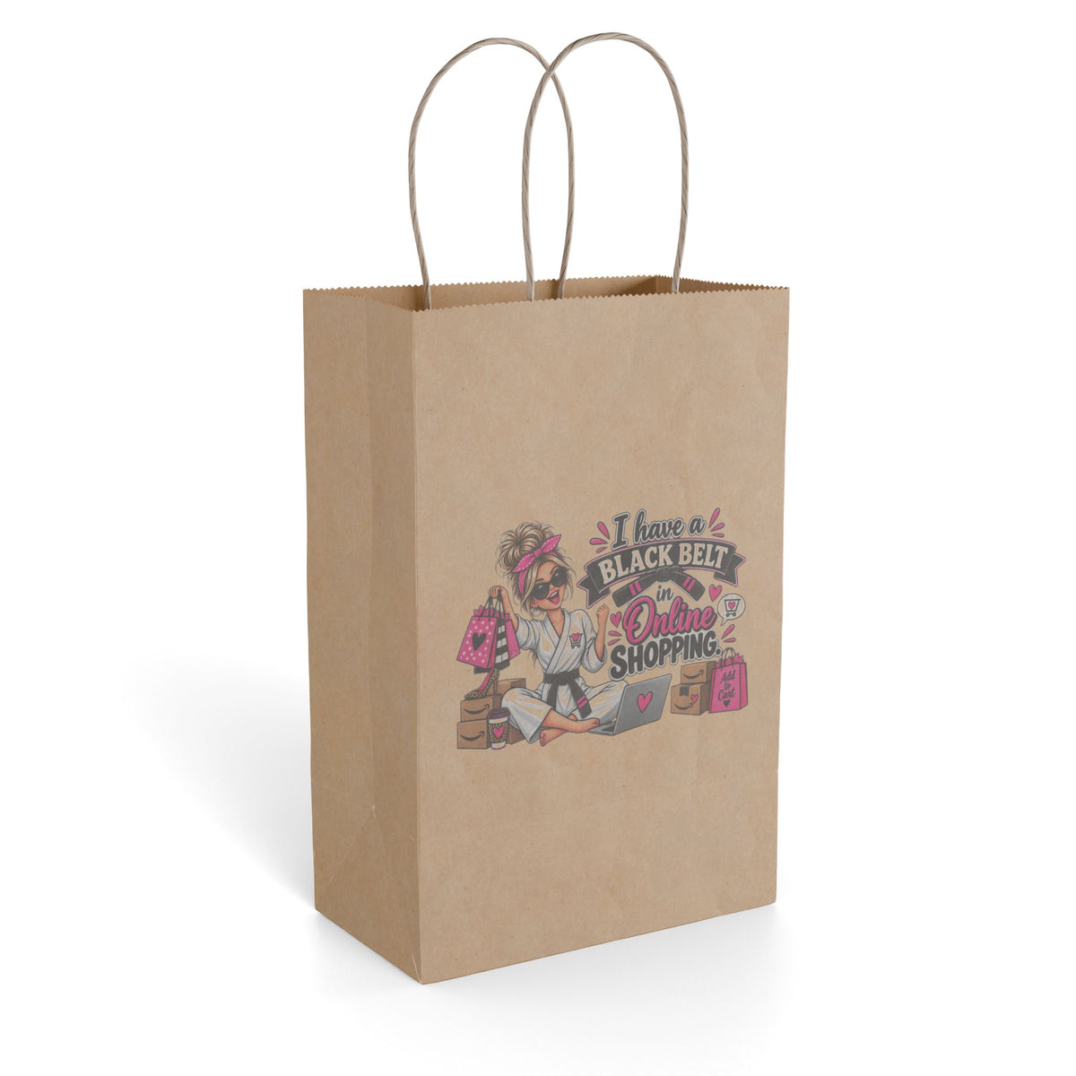 "I Have a Black Belt in Online Shopping" Gift Bag — 5.5'' x 8.375", Kraft, Paper | The ClawMark Store
