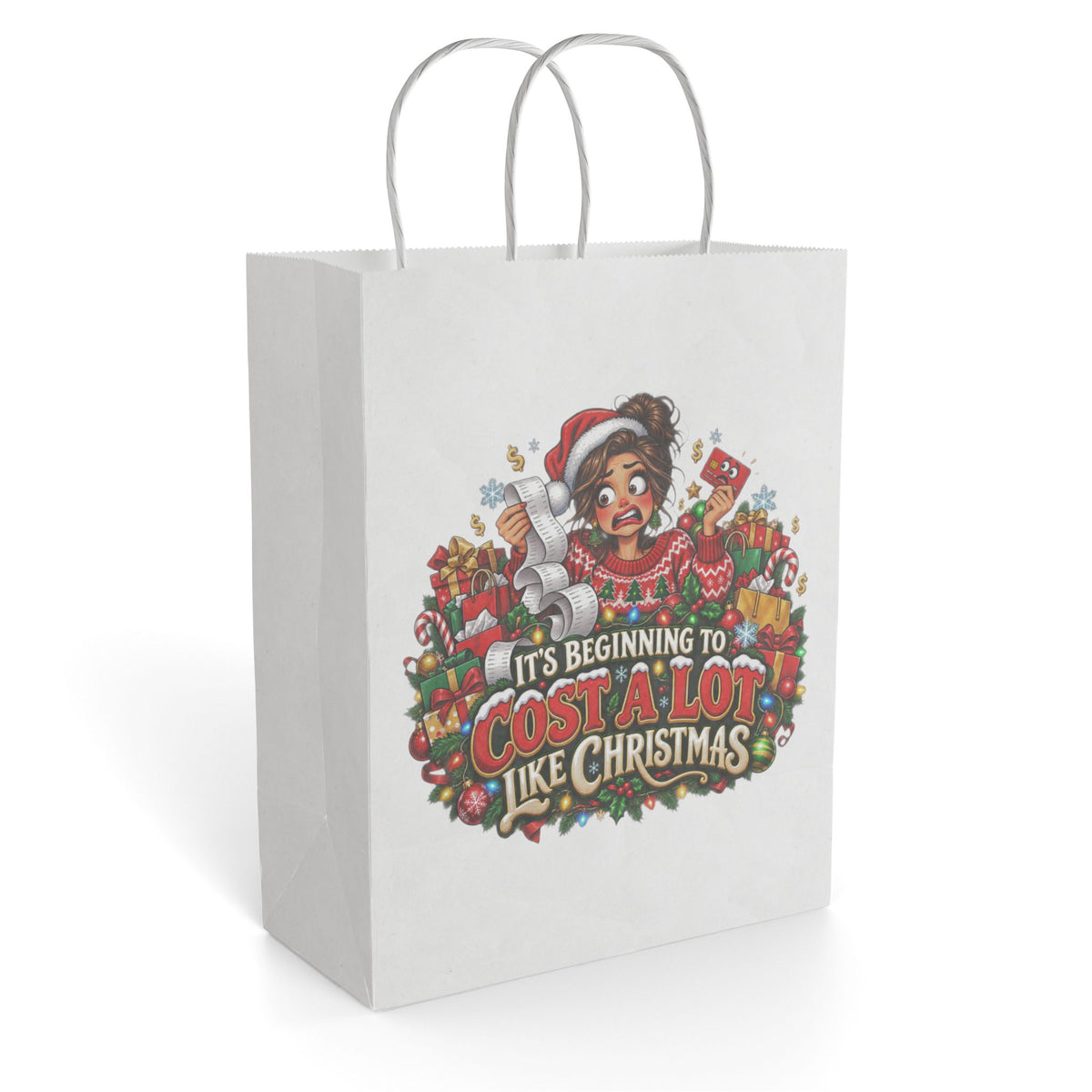 Christmas Gift Bag — "It's Beginning to Cost a Lot Like Christmas" Holiday Shopping Bag