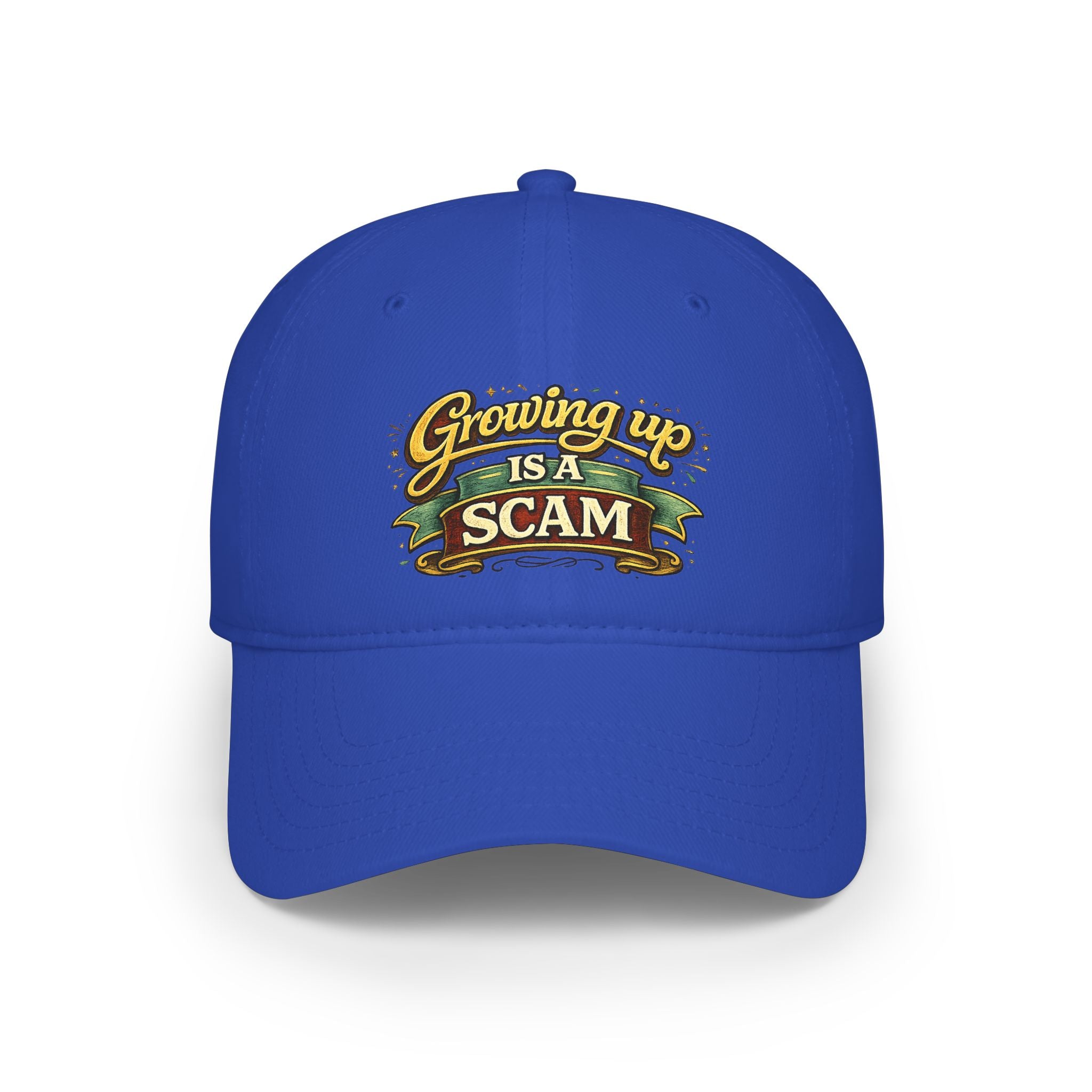 Growing Up Is a Scam | Ball Cap | Embroidered Baseball Hat, Funny Saying