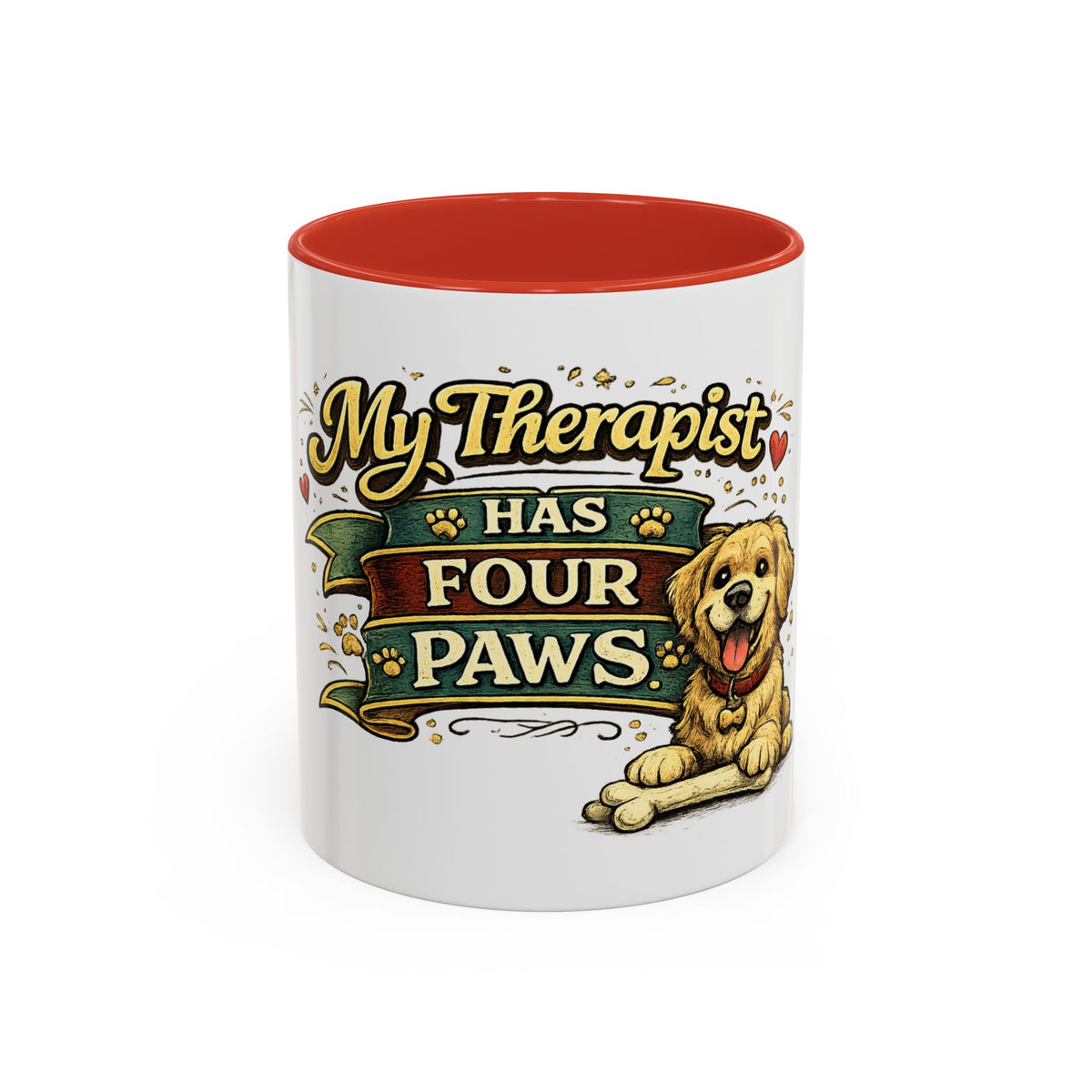 My Therapist Has Four Paws — Coffee Mug (11oz, 15oz) — 11oz, Red | The ClawMark Store