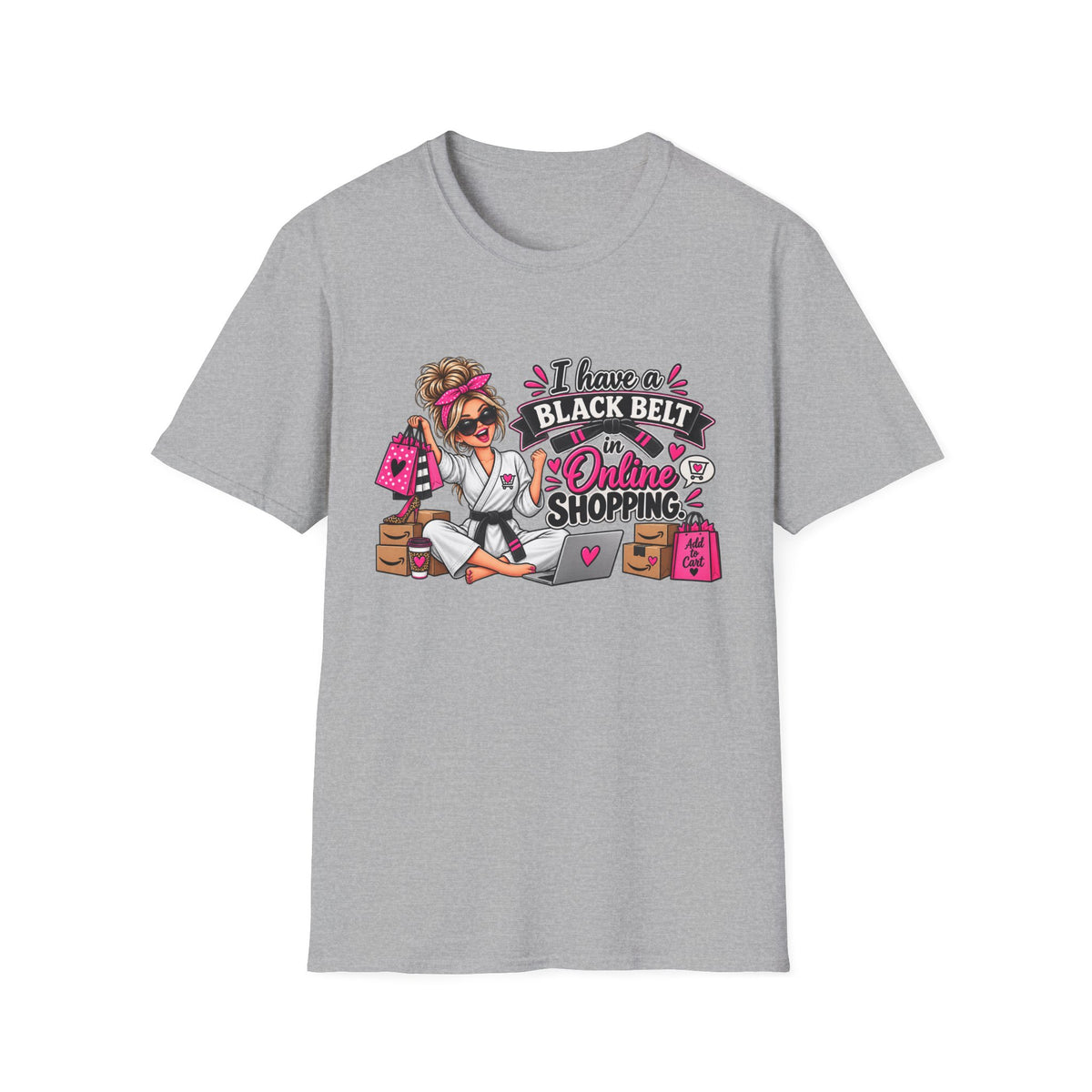 "I Have a Black Belt in Online Shopping" T-Shirt — S, Sport Grey | The ClawMark Store