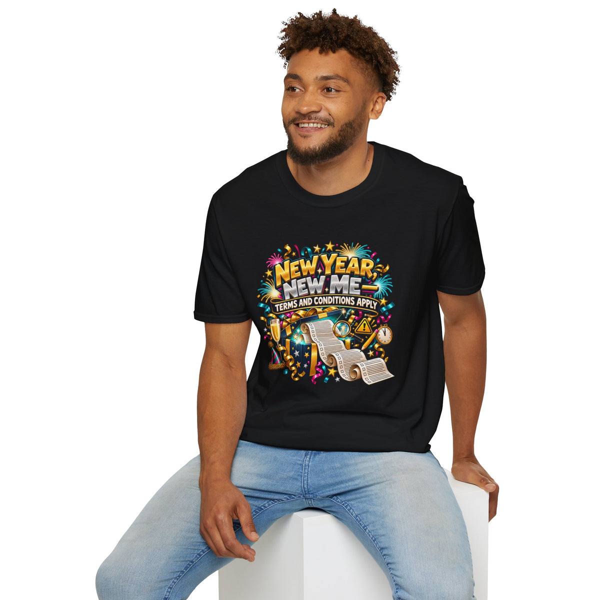 New Year, New Me T-Shirt — "Terms and Conditions Apply" Funny NYE Graphic Tee