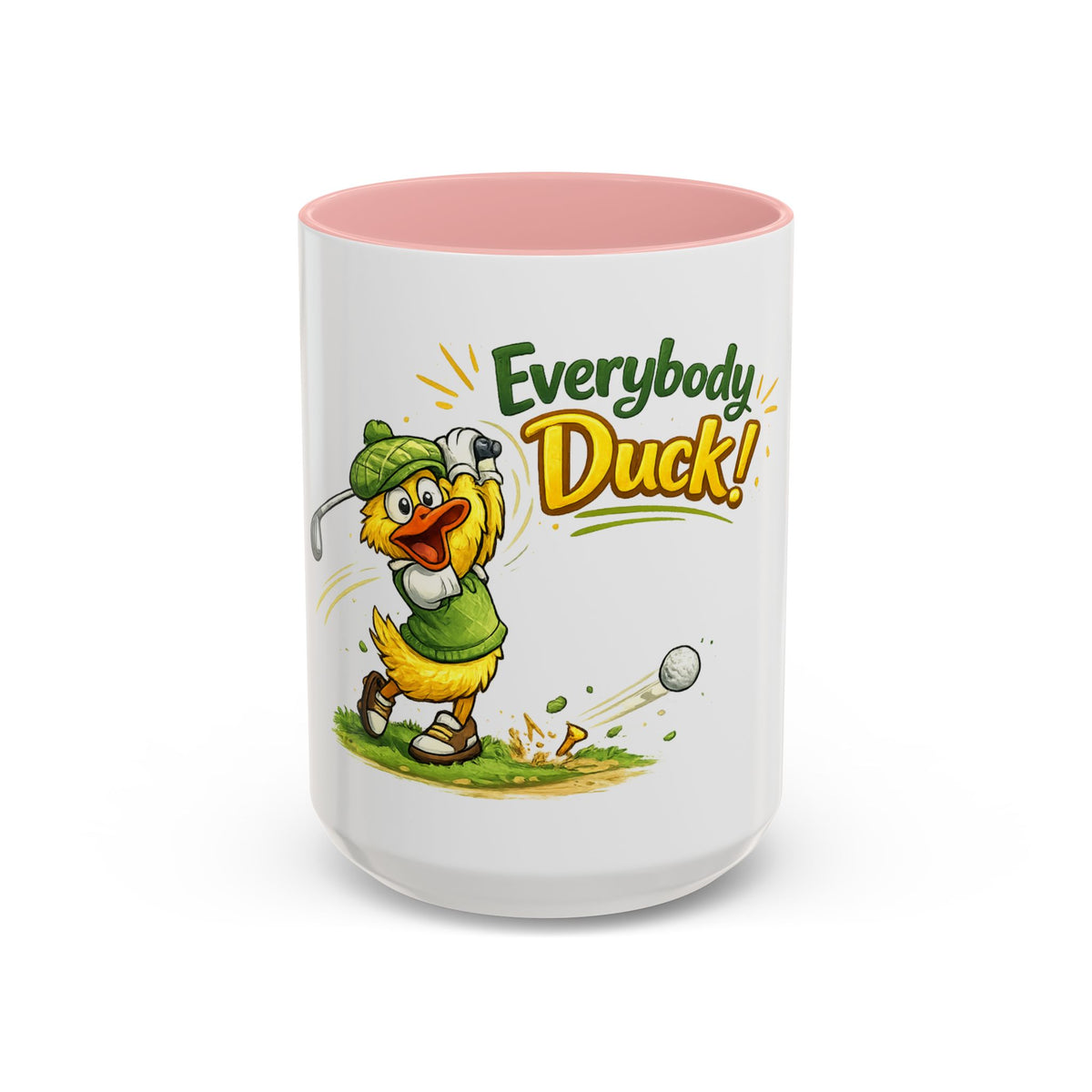 Everybody Duck! Golf Duck Accent Coffee Mug (11/15oz) — 15oz, Pink | The ClawMark Store