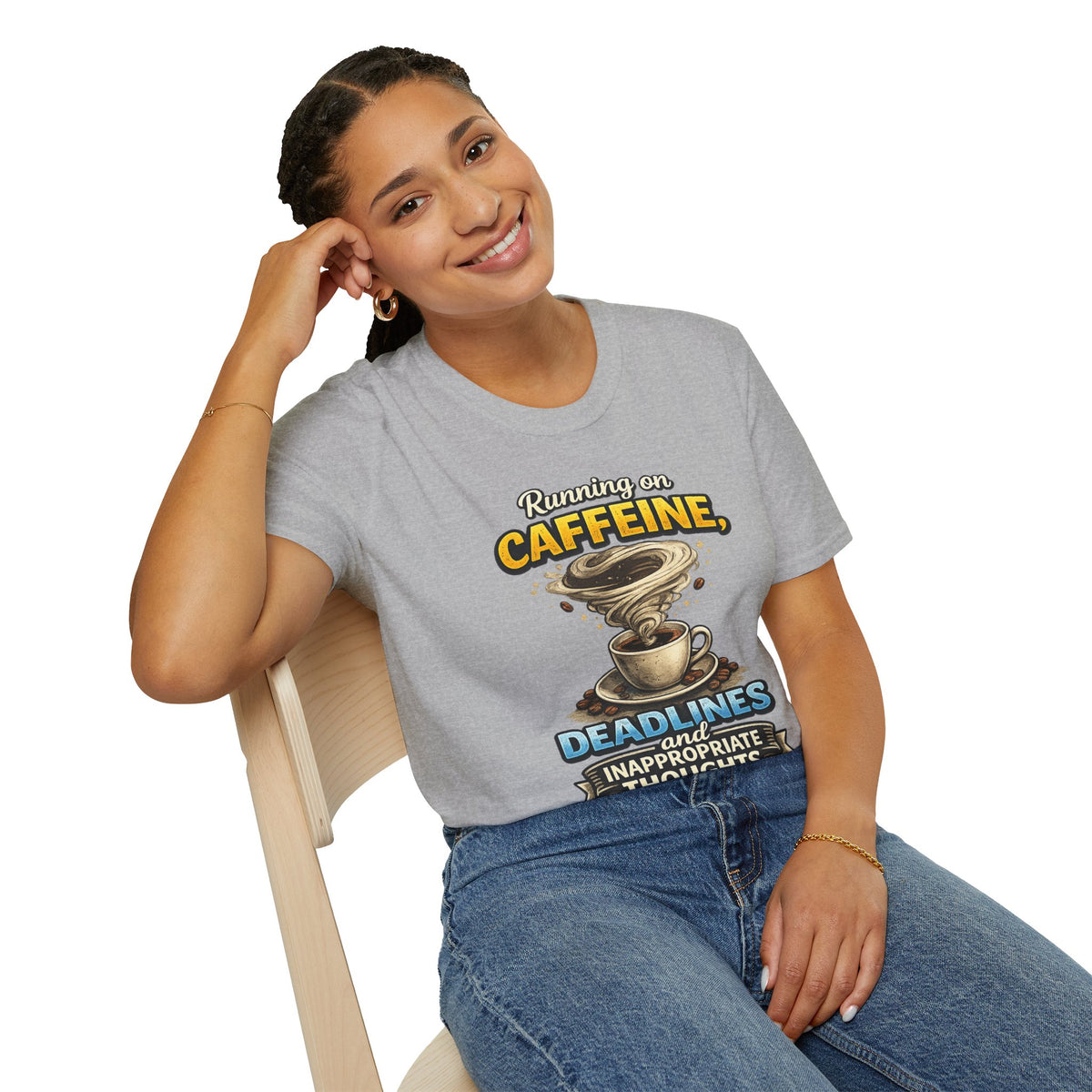 Running on Caffeine — Coffee T-Shirt — product photo 3 | The ClawMark Store