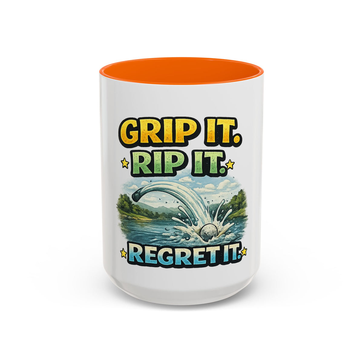 Grip It, Rip It, Regret It — Golf Coffee Mug (11oz, 15oz) — 15oz, Orange | The ClawMark Store