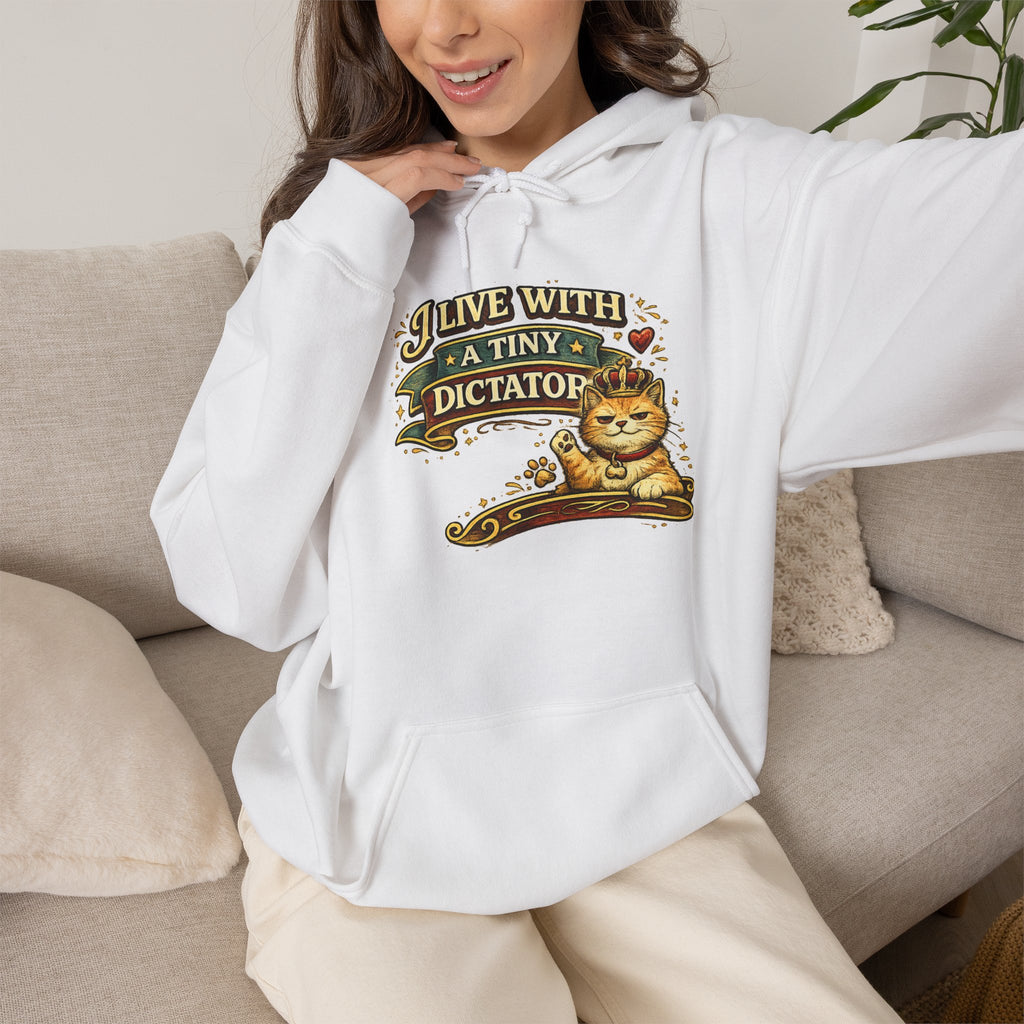 "I Live With a Tiny Dictator" Cat Hoodie