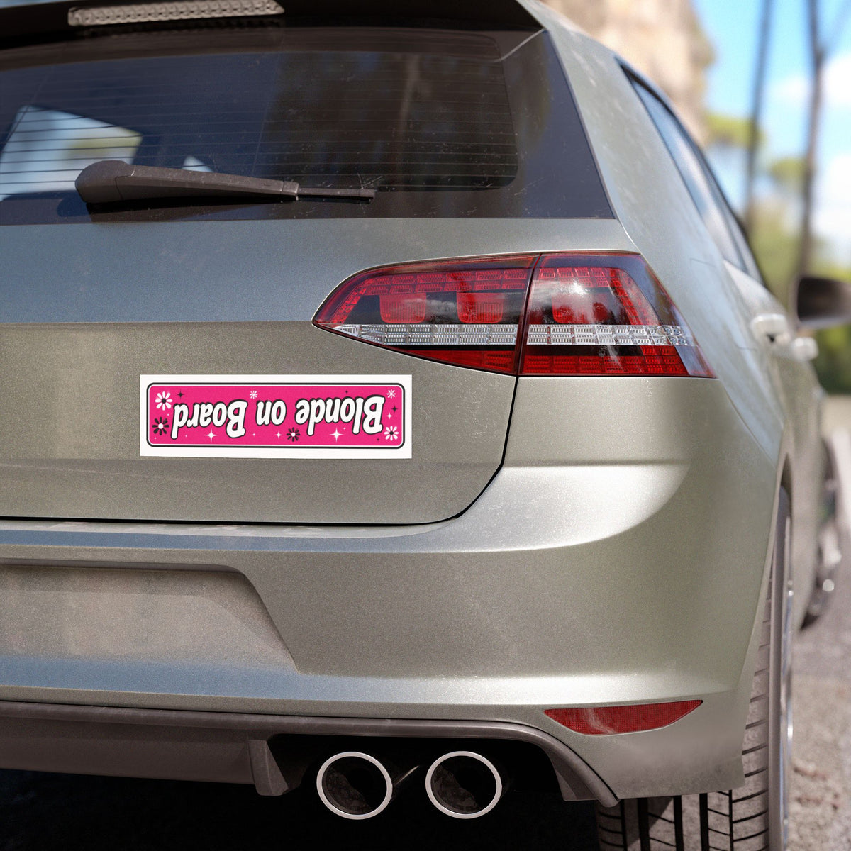 Blonde on Board Car Magnet — Pink Floral Retro Bumper Magnet — product photo 3 | The ClawMark Store