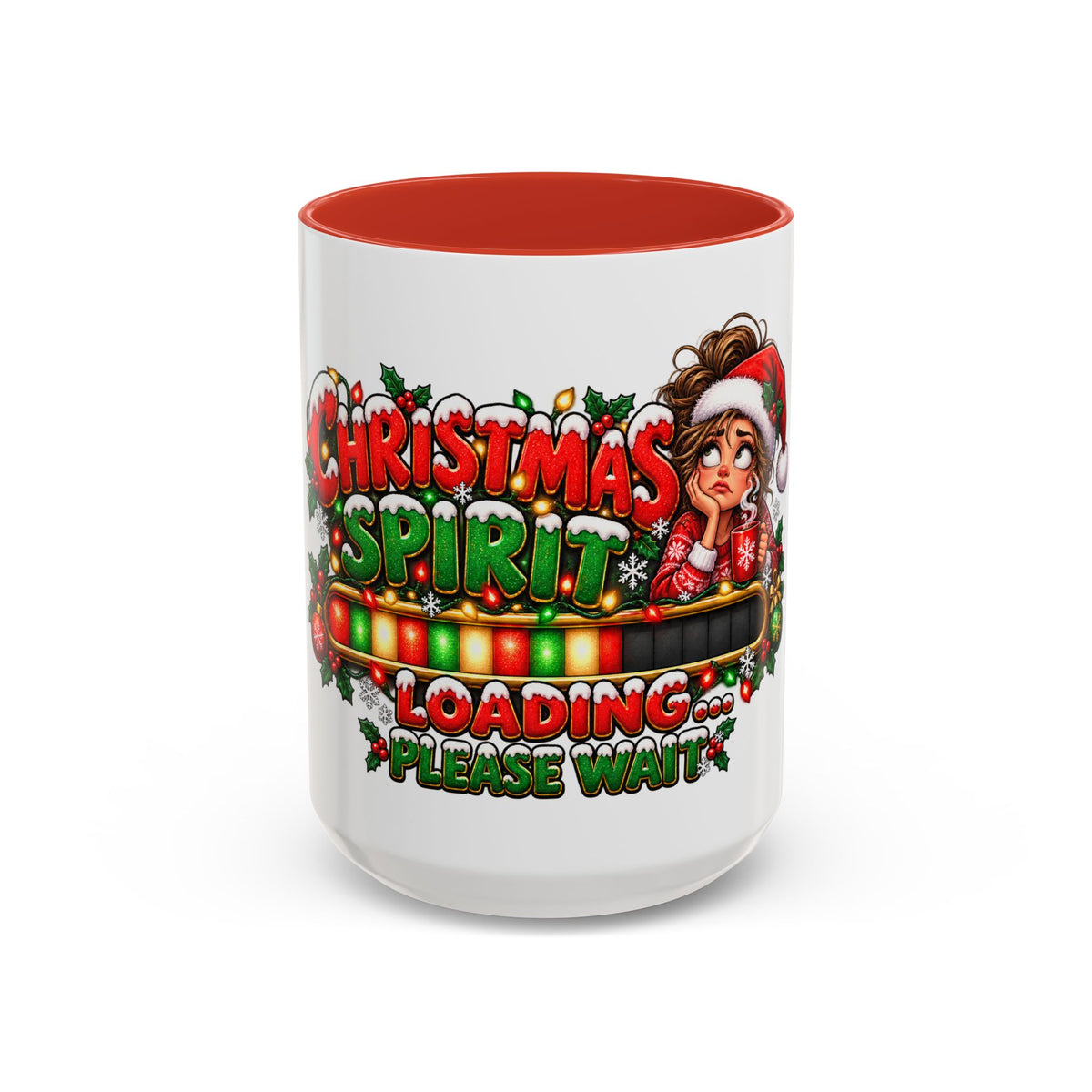 Christmas Spirit Loading Coffee Mug — Funny Holiday Accent Mug (11/15oz)