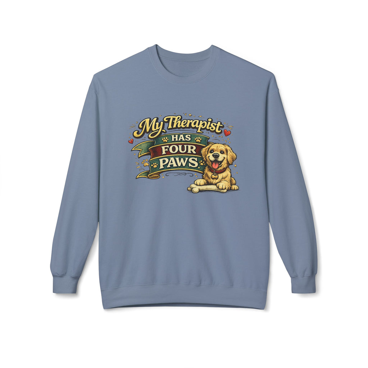 My Therapist Has Four Paws — Sweatshirt — Stone Blue, S | The ClawMark Store