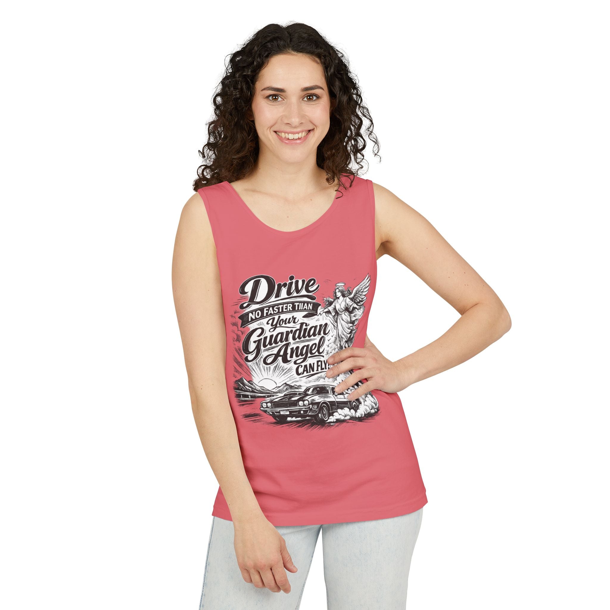 Drive No Faster Than Your Guardian Angel Can Fly | Tank Top | Spiritual