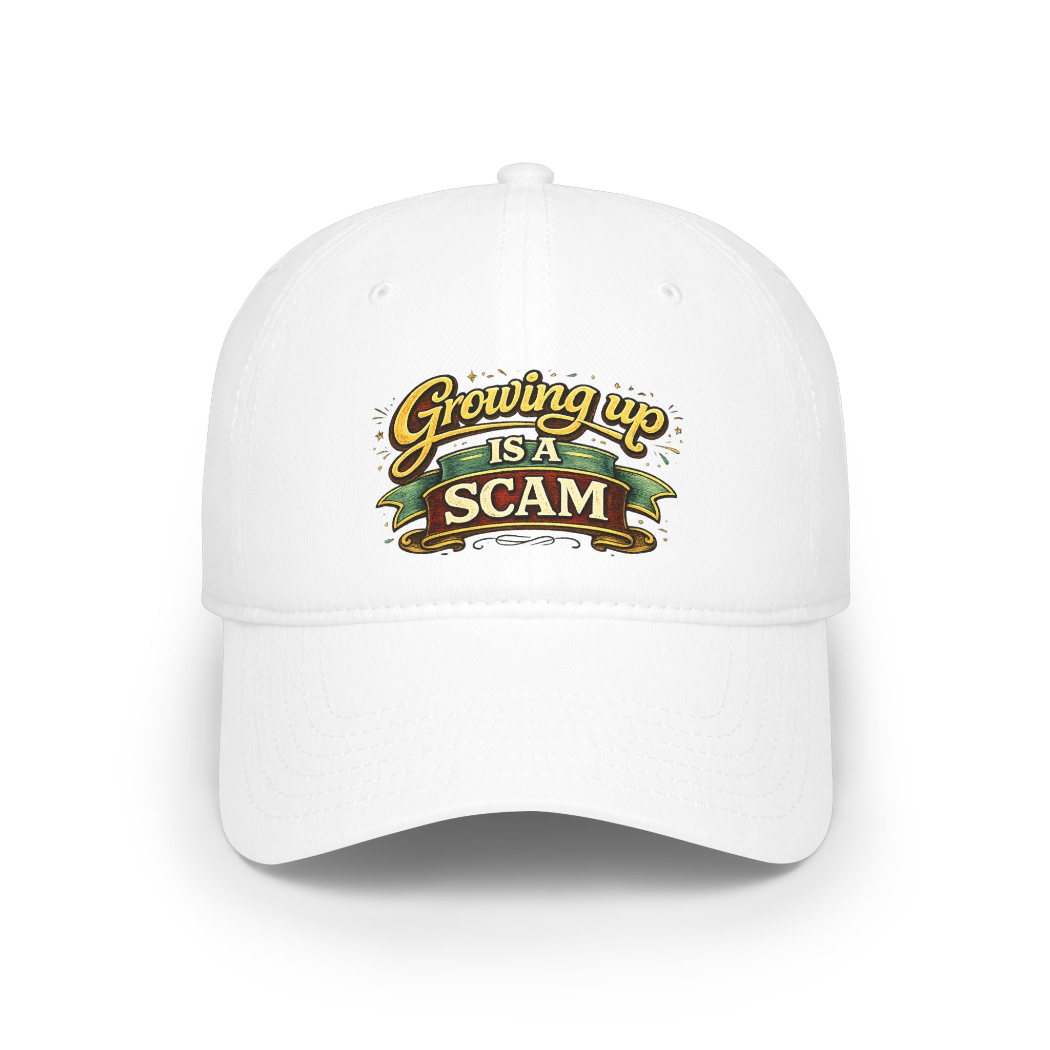 Growing Up Is a Scam | Ball Cap | Embroidered Baseball Hat, Funny Saying