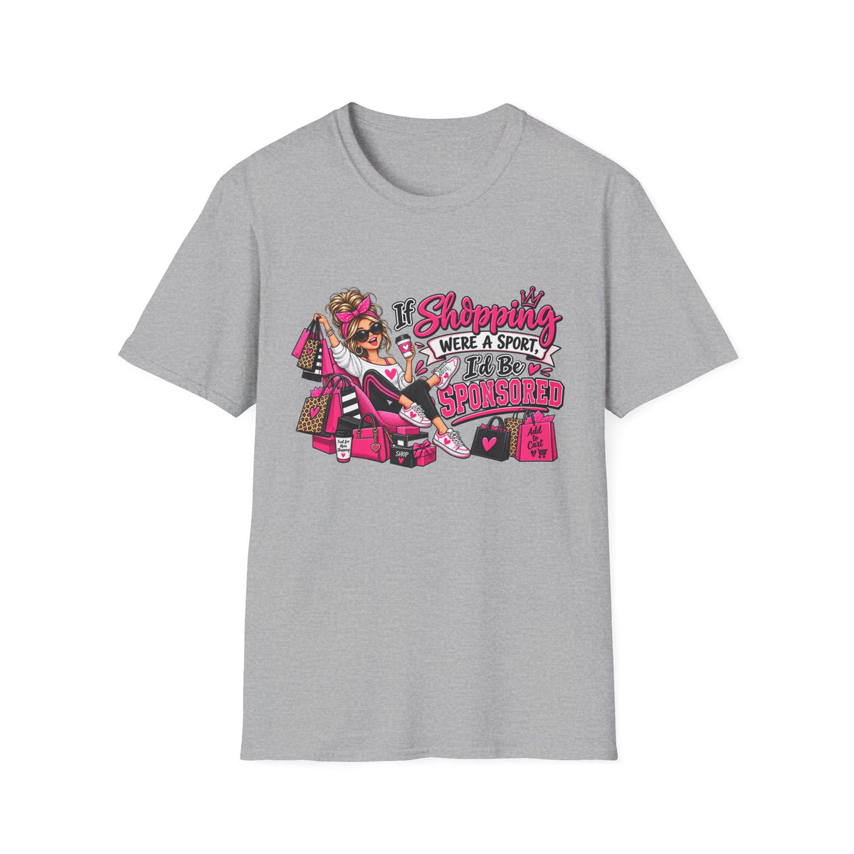 "If Shopping Were a Sport I'd Be Sponsored" T-Shirt — S, Sport Grey | The ClawMark Store