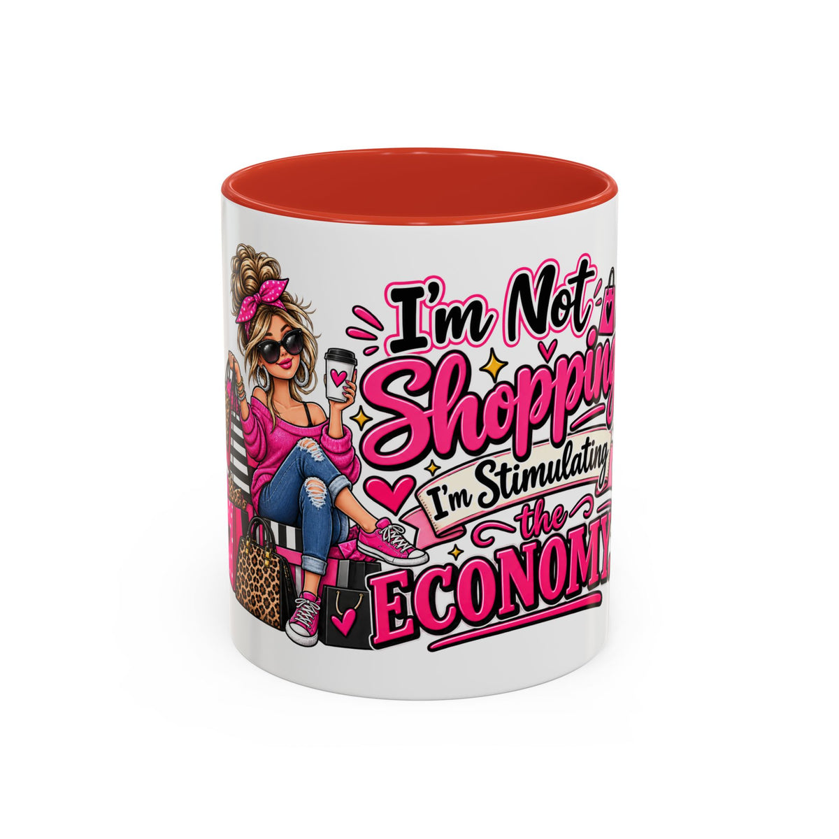 "I'm Not Shopping, I'm Stimulating the Economy" Mug (11oz, 15oz) — Red, 11oz | The ClawMark Store