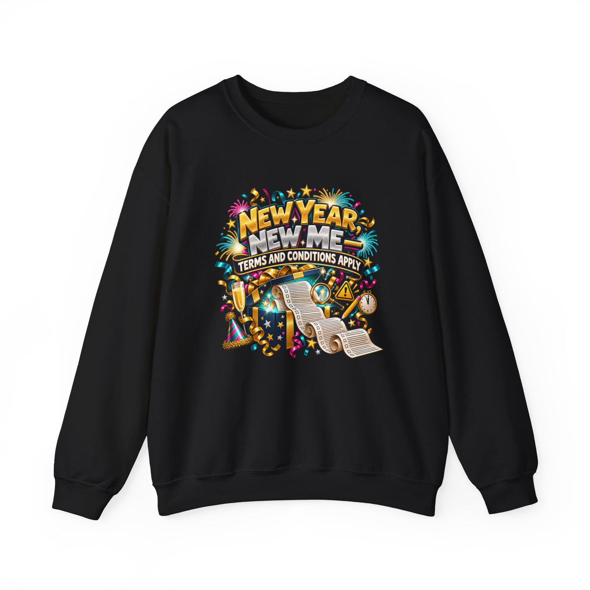 New Year New Me Crewneck Sweatshirt — Funny “Terms and Conditions Apply” Graphic