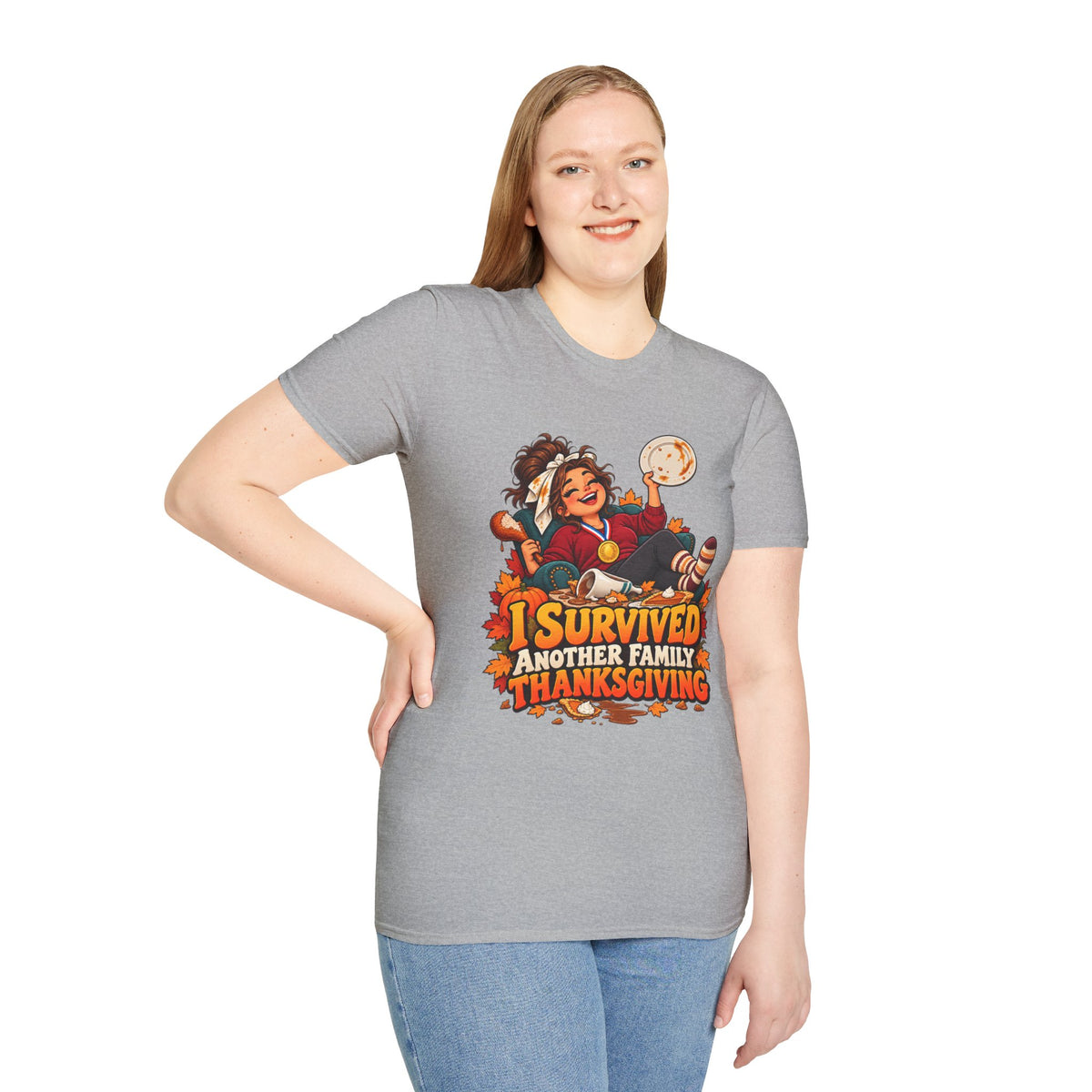 Thanksgiving T-Shirt — “I Survived Another Family Thanksgiving” Funny Holiday Tee