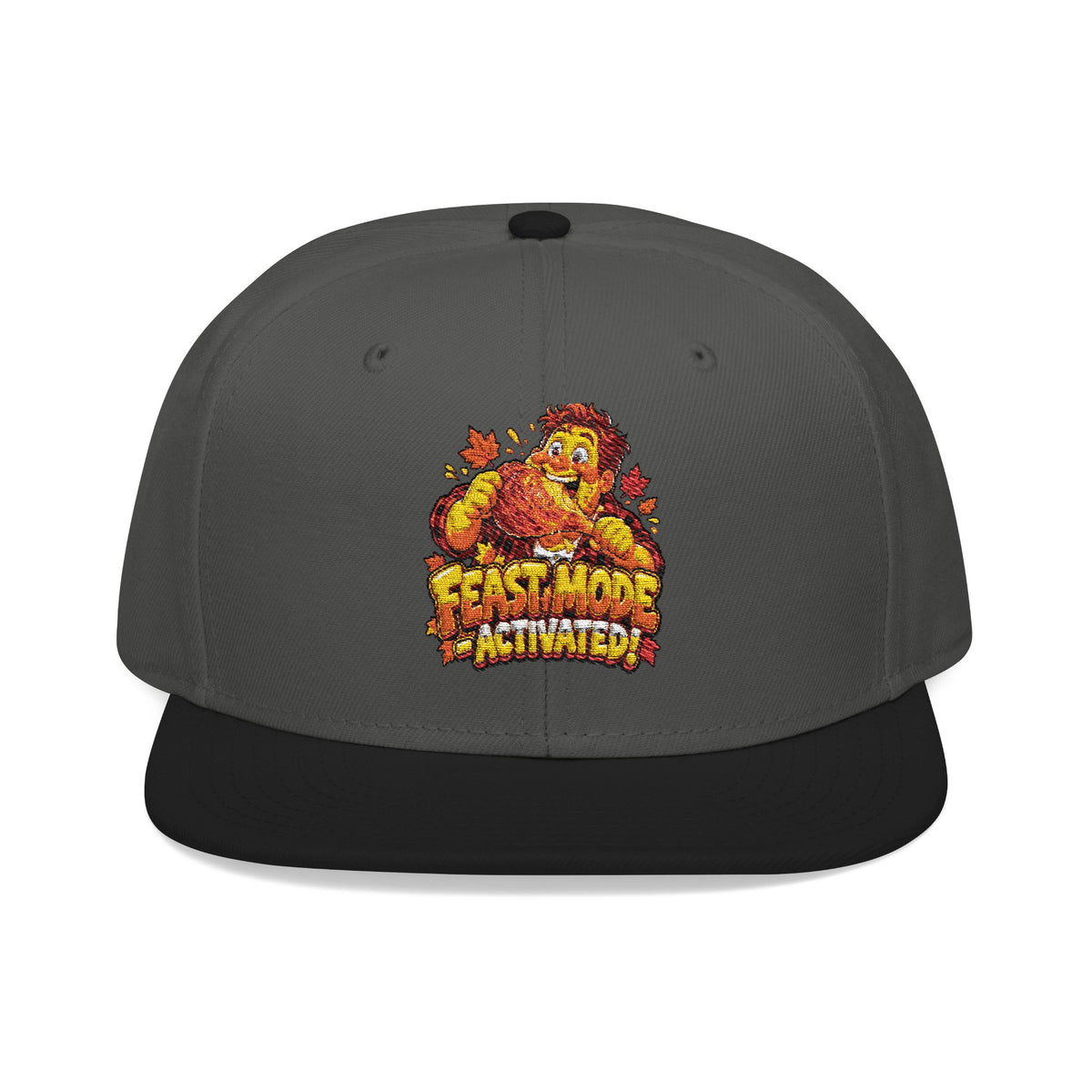Embroidered Flame Crown Snapback Hat — Streetwear Trucker Cap
