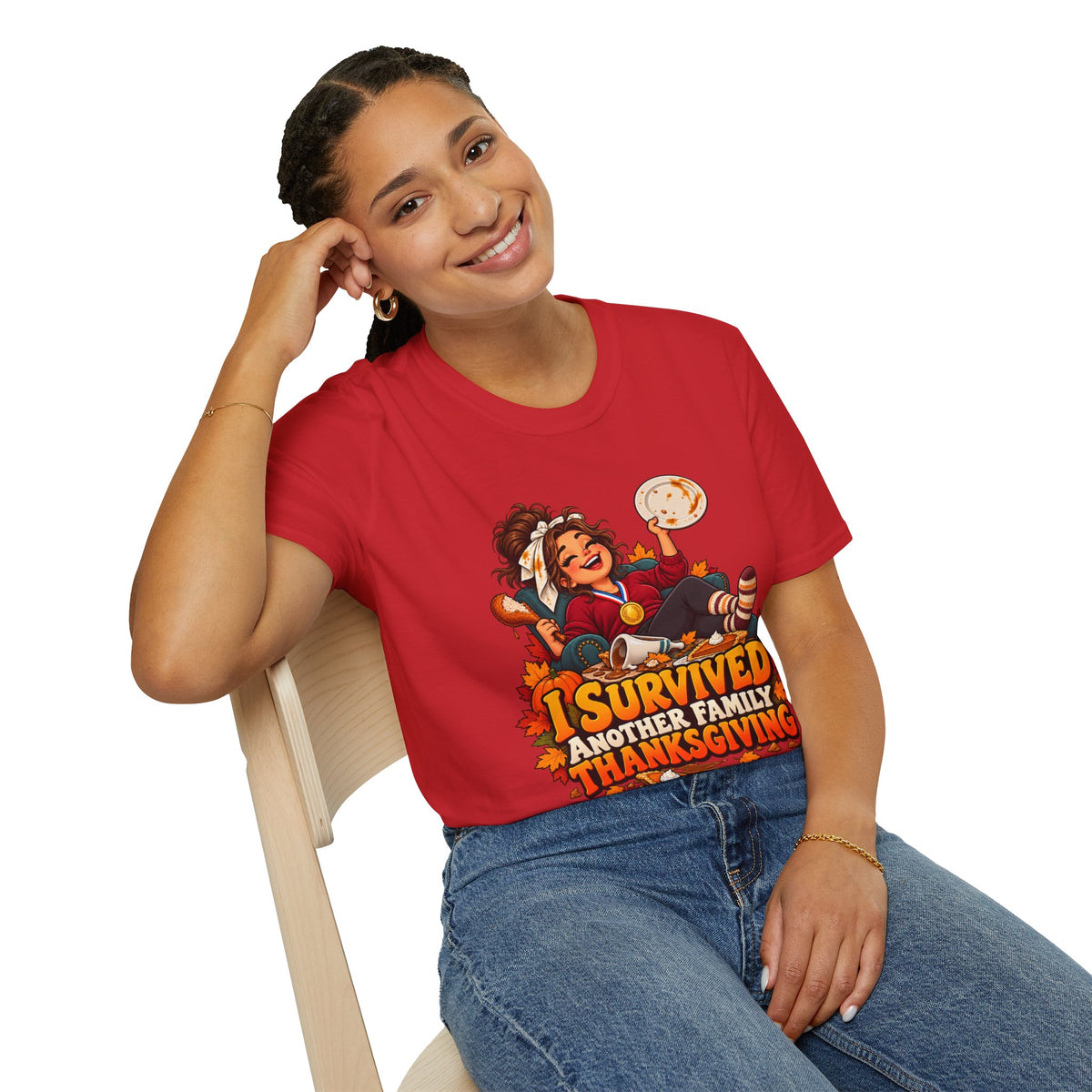 Thanksgiving T-Shirt — “I Survived Another Family Thanksgiving” Funny Holiday Tee