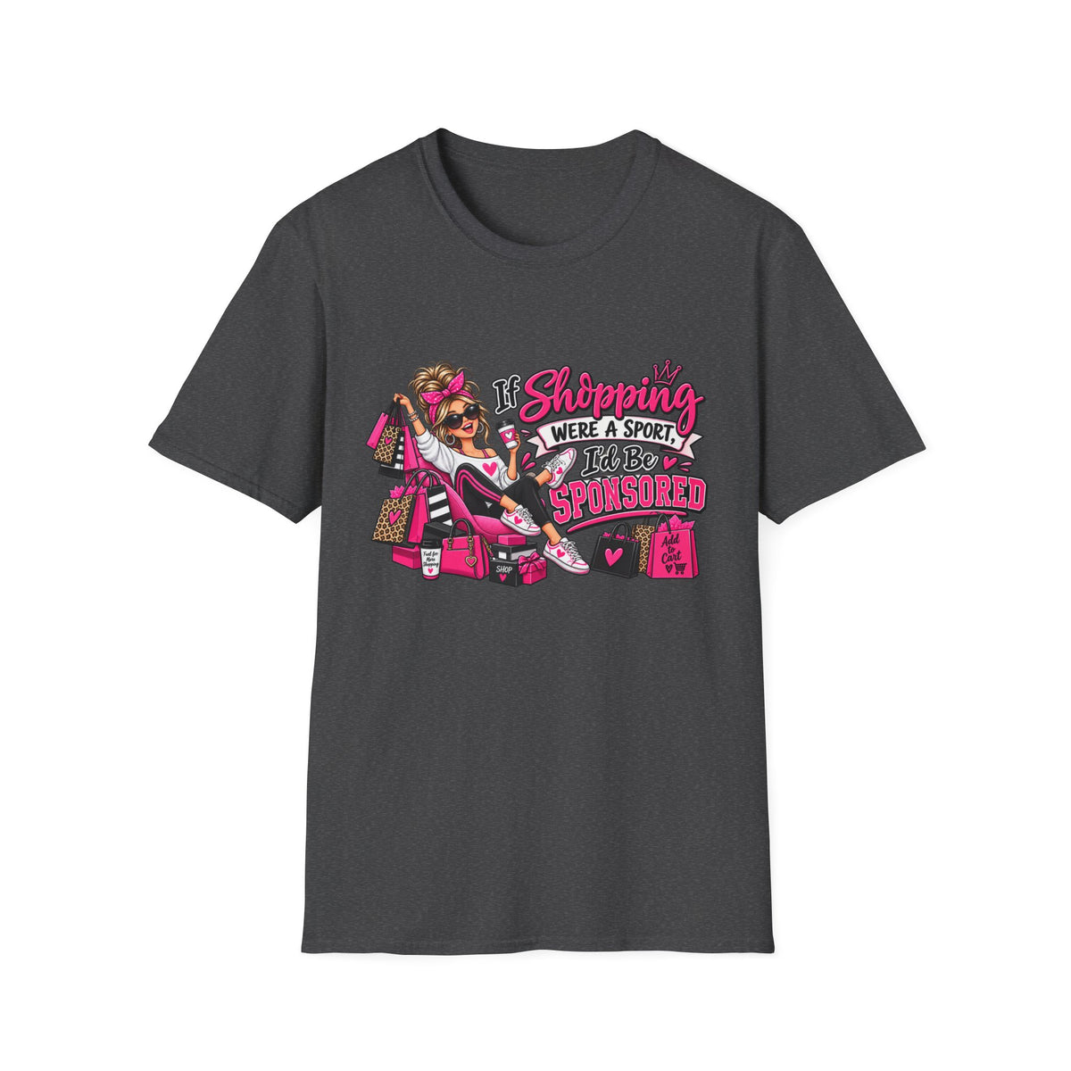 "If Shopping Were a Sport I'd Be Sponsored" T-Shirt — S, Dark Heather | The ClawMark Store