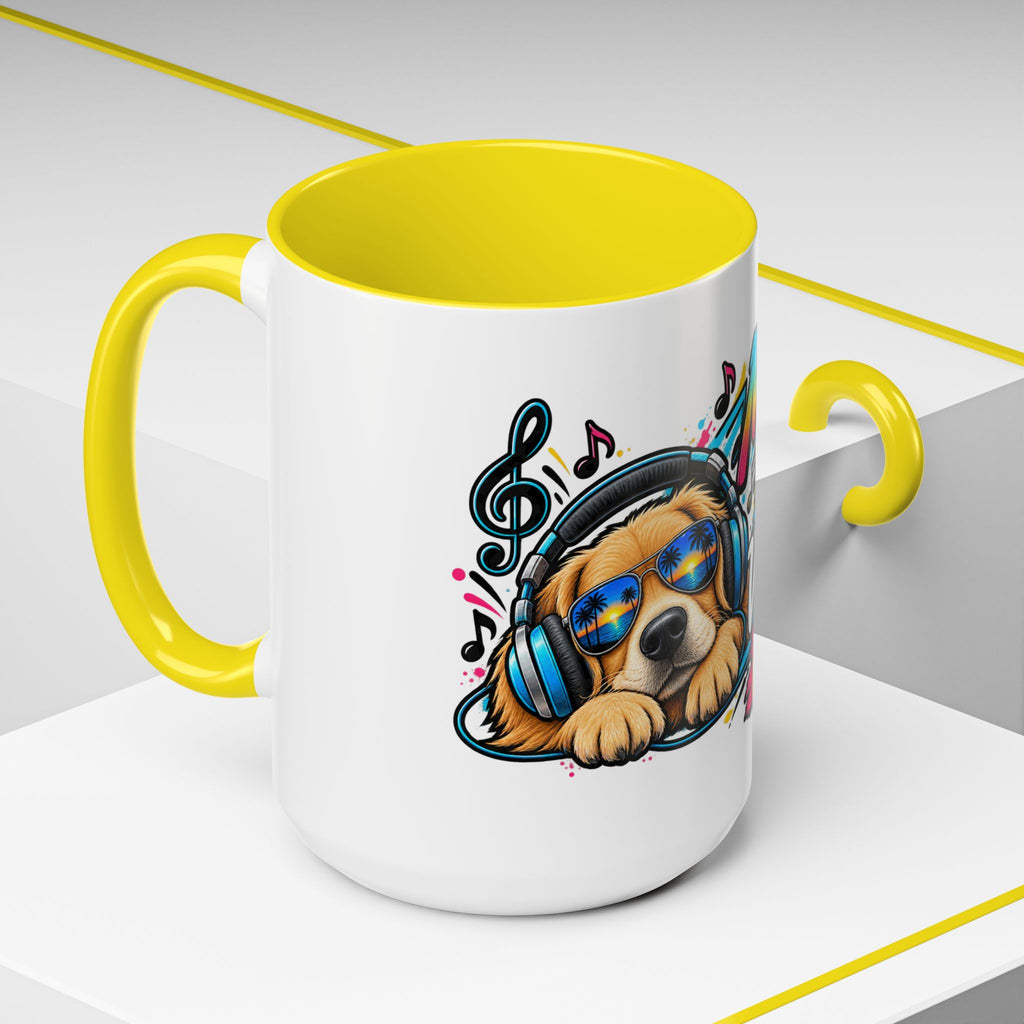 Music On, World Off Coffee Mug — Dog with Headphones Accent Mug — product photo 3 | The ClawMark Store