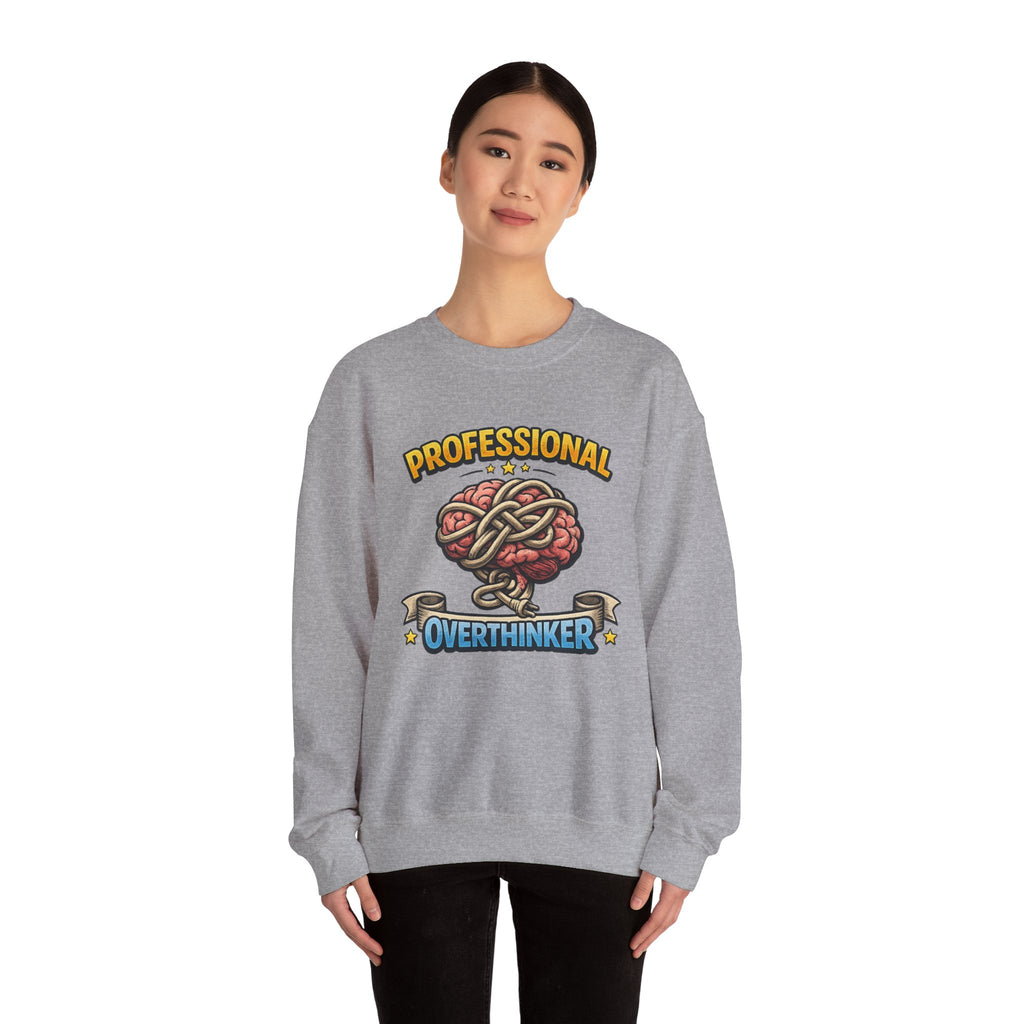 Professional Overthinker Sweatshirt — Funny Brain Knot Crewneck — product photo 4 | The ClawMark Store