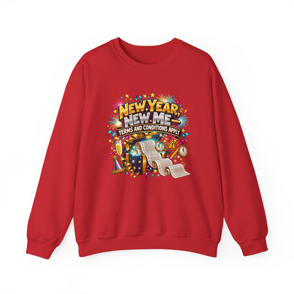 New Year New Me Crewneck Sweatshirt — Funny “Terms and Conditions Apply” Graphic