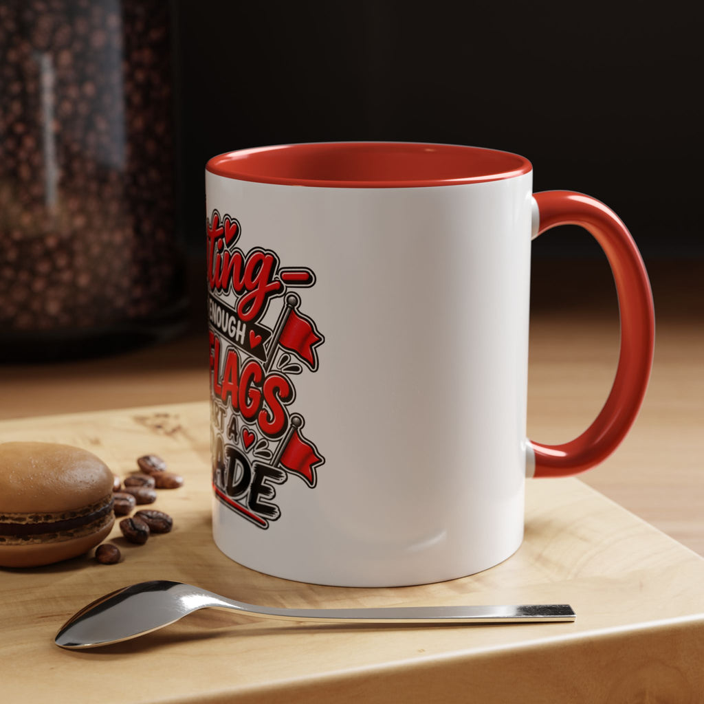 "Dating: I Have Enough Red Flags to Start a Parade" Coffee Mug — product photo 2 | The ClawMark Store