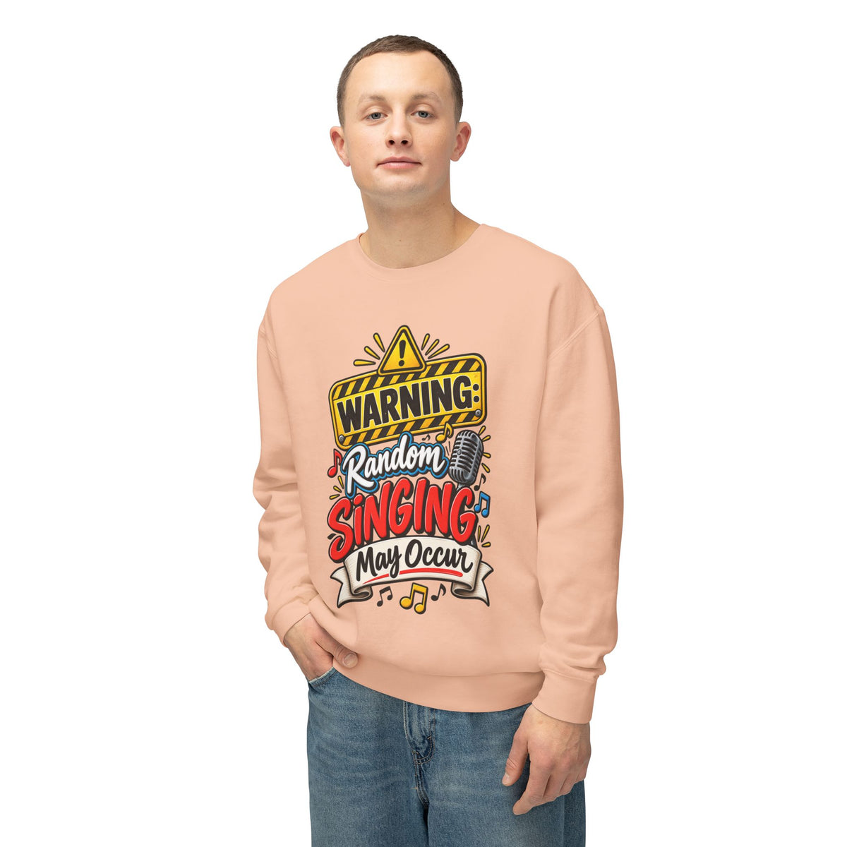 Warning: Random Singing May Occur Crewneck Sweatshirt — product photo 2 | The ClawMark Store
