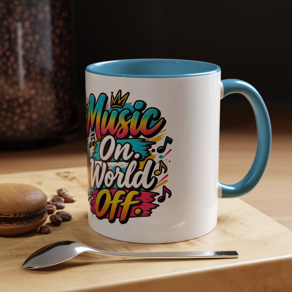 Music On, World Off Coffee Mug — Dog with Headphones Accent Mug — product photo 2 | The ClawMark Store