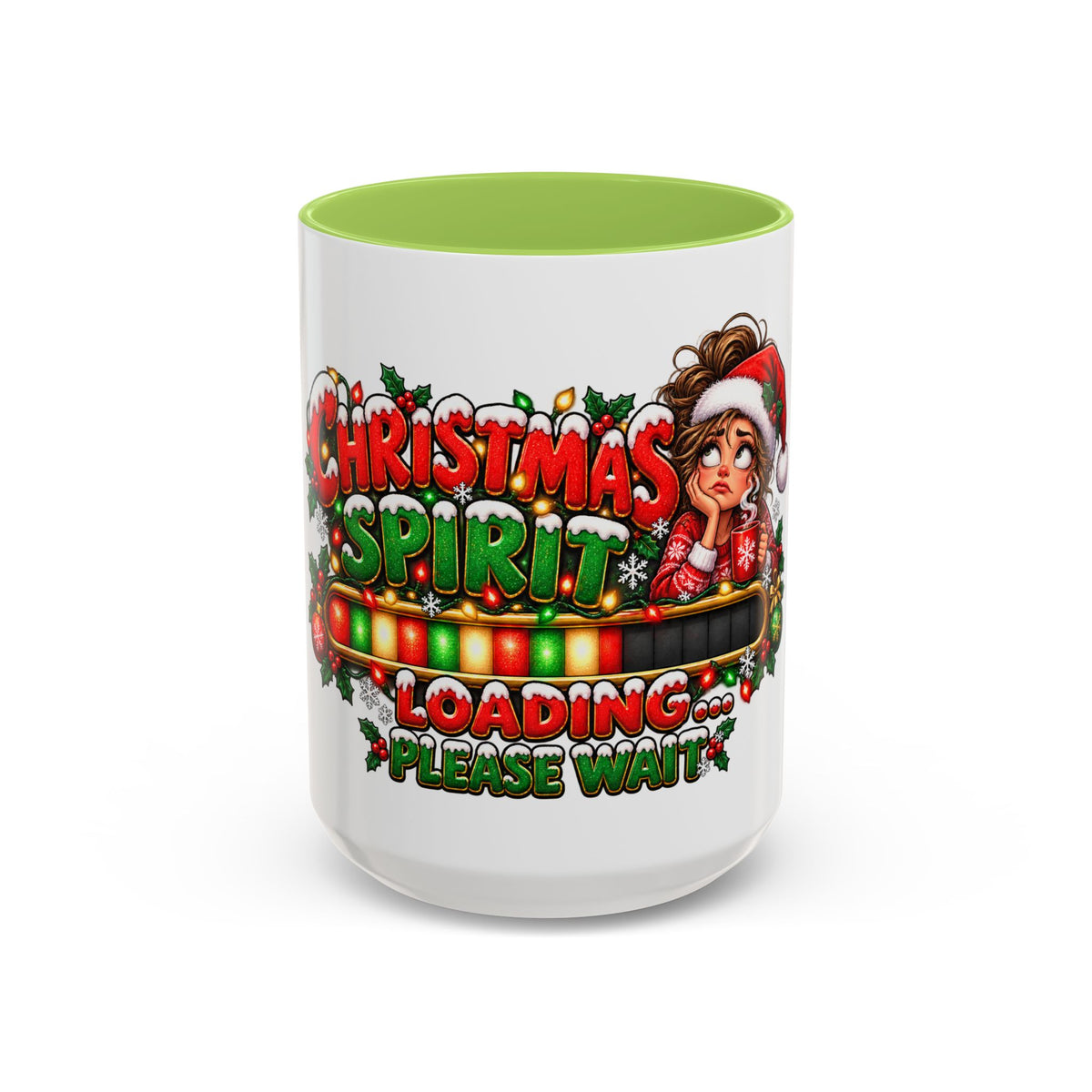 Christmas Spirit Loading Coffee Mug — Funny Holiday Accent Mug (11/15oz)