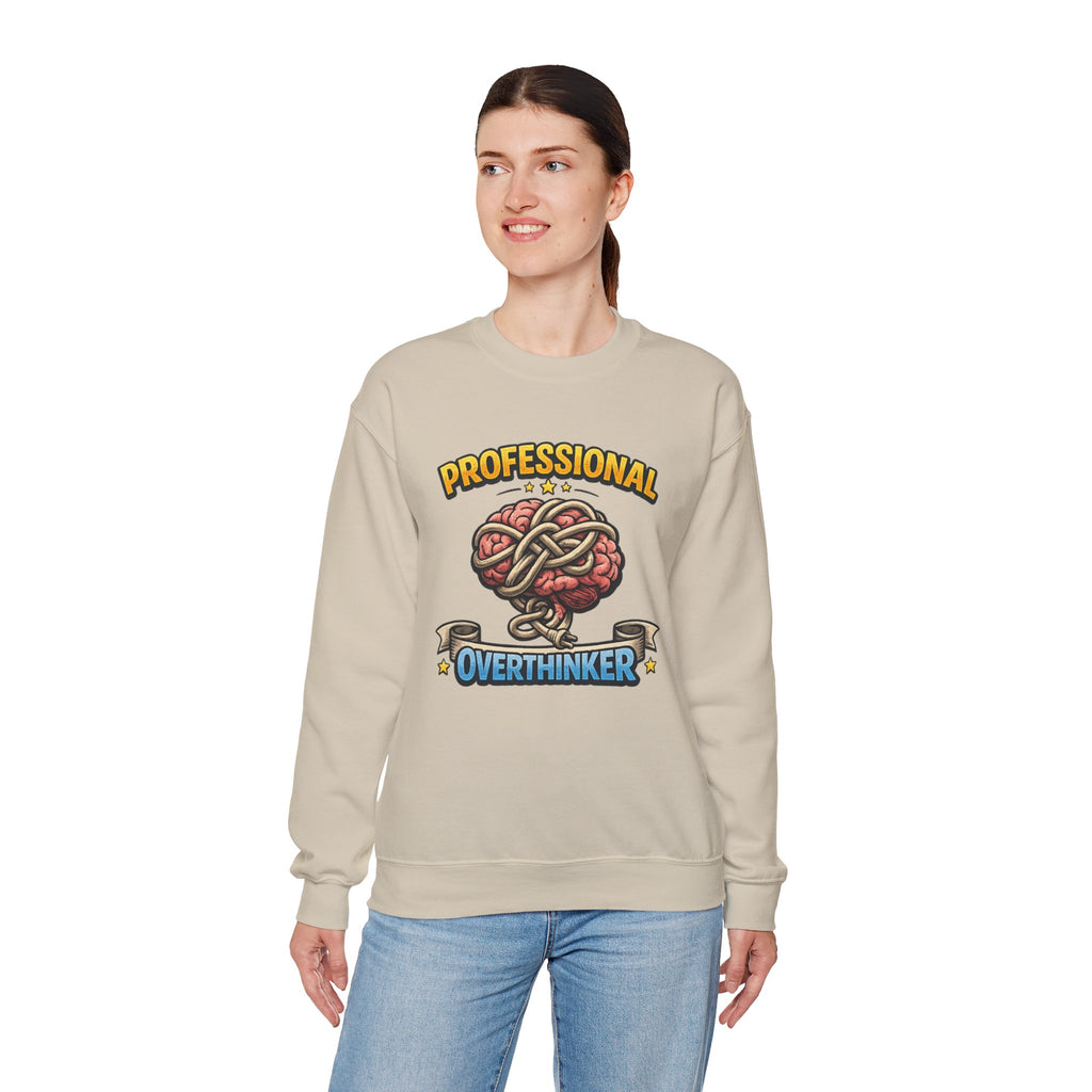 Professional Overthinker Sweatshirt — Funny Brain Knot Crewneck — product photo 3 | The ClawMark Store