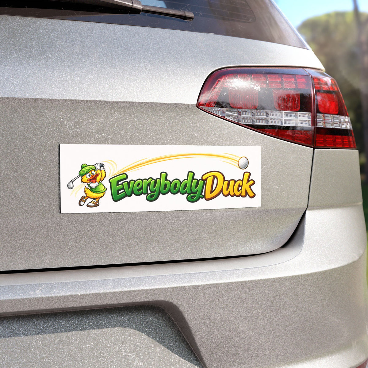 Everybody Duck Golf Cartoon Car Magnet | Magnetic Bumper Sticker