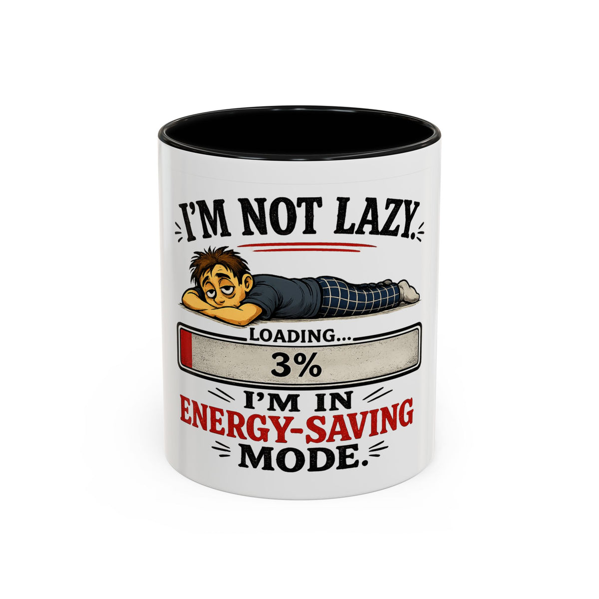 "I'm Not Lazy, I'm in Energy-Saving Mode" Accent Mug — product photo 1 | The ClawMark Store
