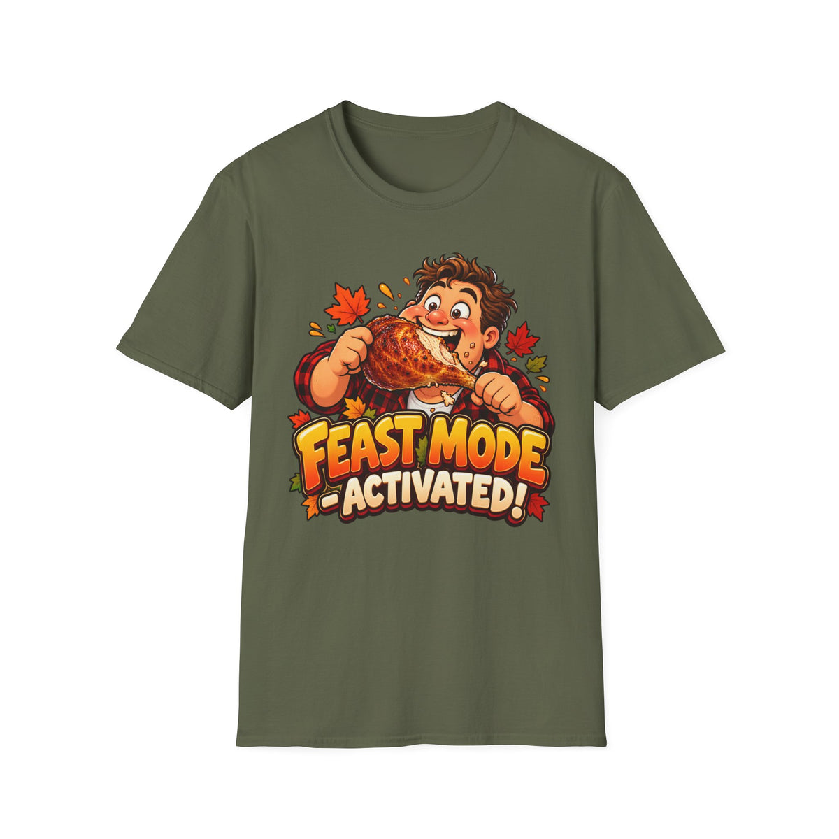 Feast Mode Activated T-Shirt — Funny Thanksgiving Turkey Eating Tee