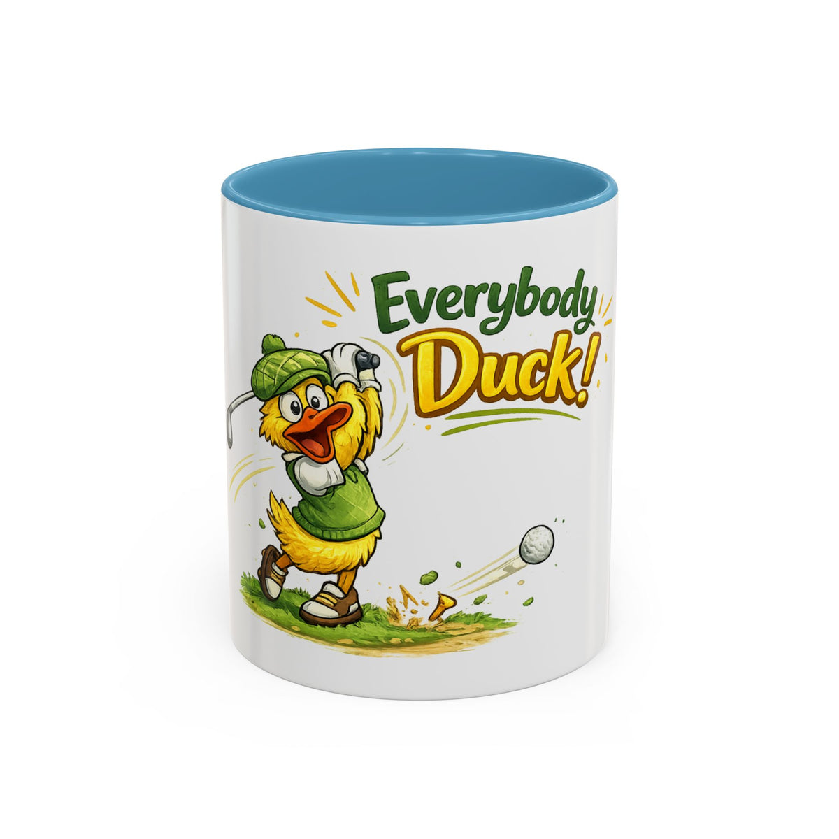 Everybody Duck! Golf Duck Accent Coffee Mug (11/15oz) — 11oz, Light Blue | The ClawMark Store