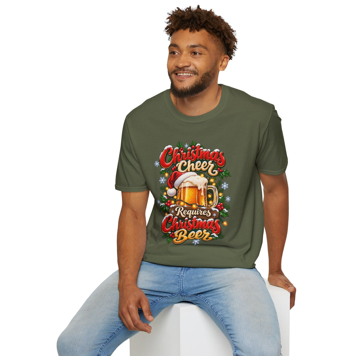 Christmas Beer T-Shirt - "Christmas Cheer Requires Christmas Beer" Holiday Tee