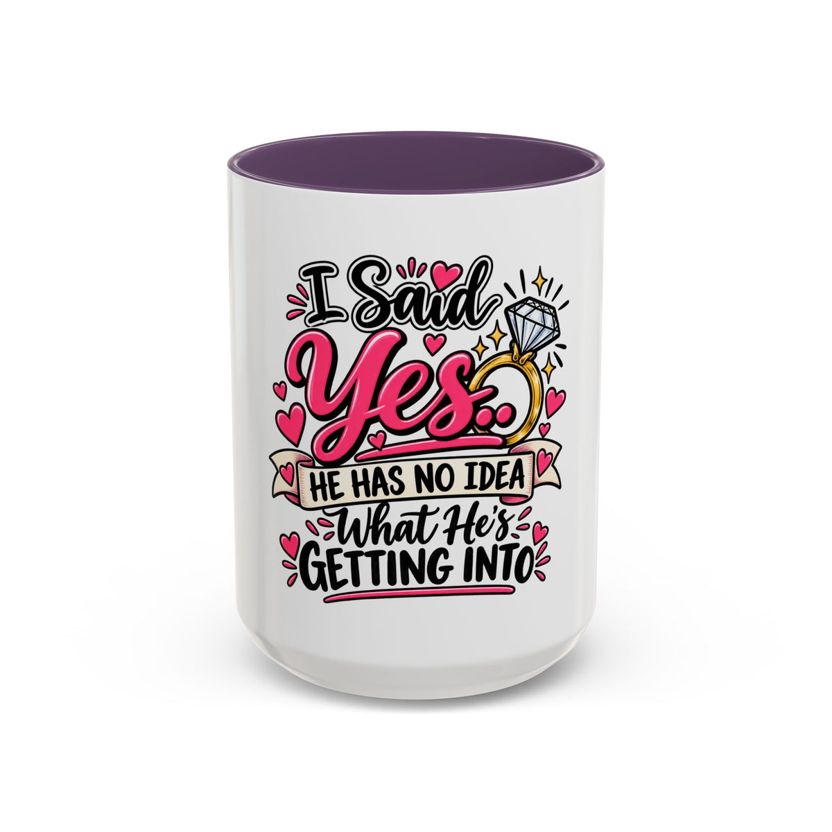 "I Said Yes" Engagement Proposal Mug — Purple, 15oz | The ClawMark Store