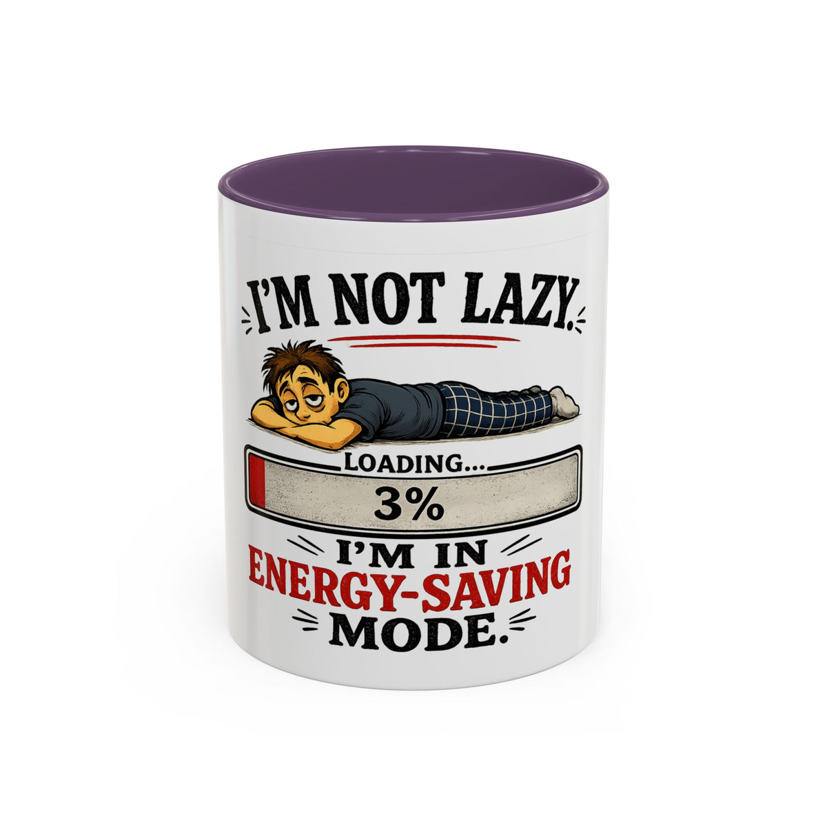 "I'm Not Lazy, I'm in Energy-Saving Mode" Accent Mug — Purple, 11oz | The ClawMark Store