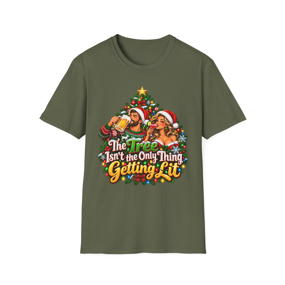 Christmas Party T-Shirt — "The Tree Isn't the Only Thing Getting Lit" Holiday Tee