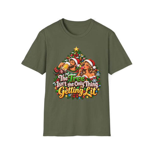 Christmas Party T-Shirt — "The Tree Isn't the Only Thing Getting Lit" Holiday Tee