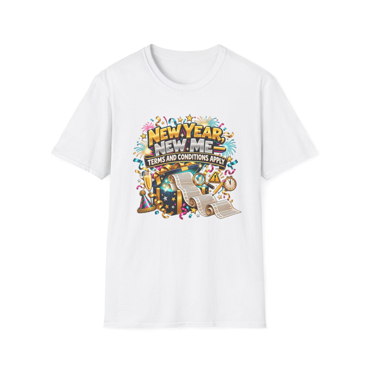 New Year, New Me T-Shirt — "Terms and Conditions Apply" Funny NYE Graphic Tee