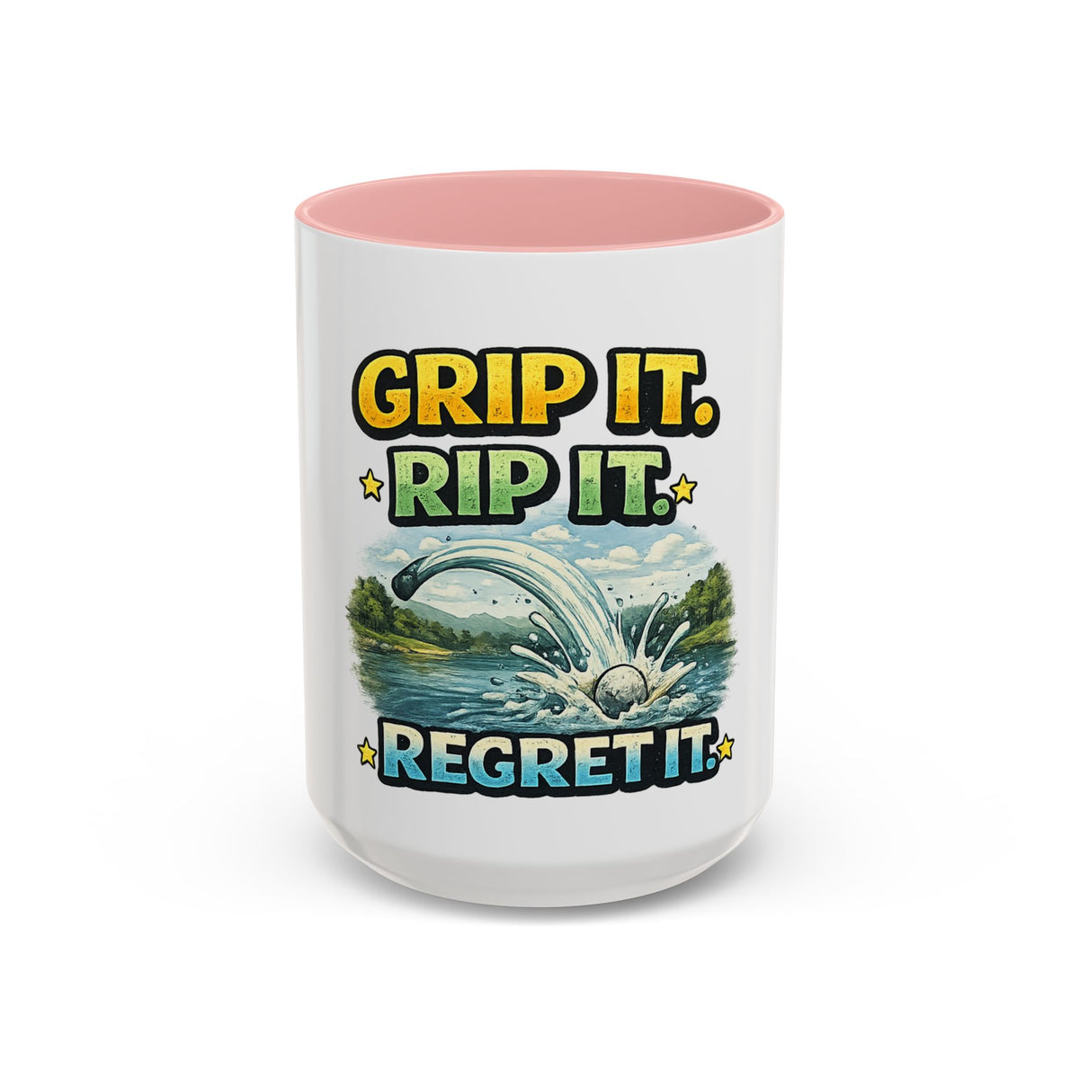 Grip It, Rip It, Regret It — Golf Coffee Mug (11oz, 15oz) — 15oz, Pink | The ClawMark Store