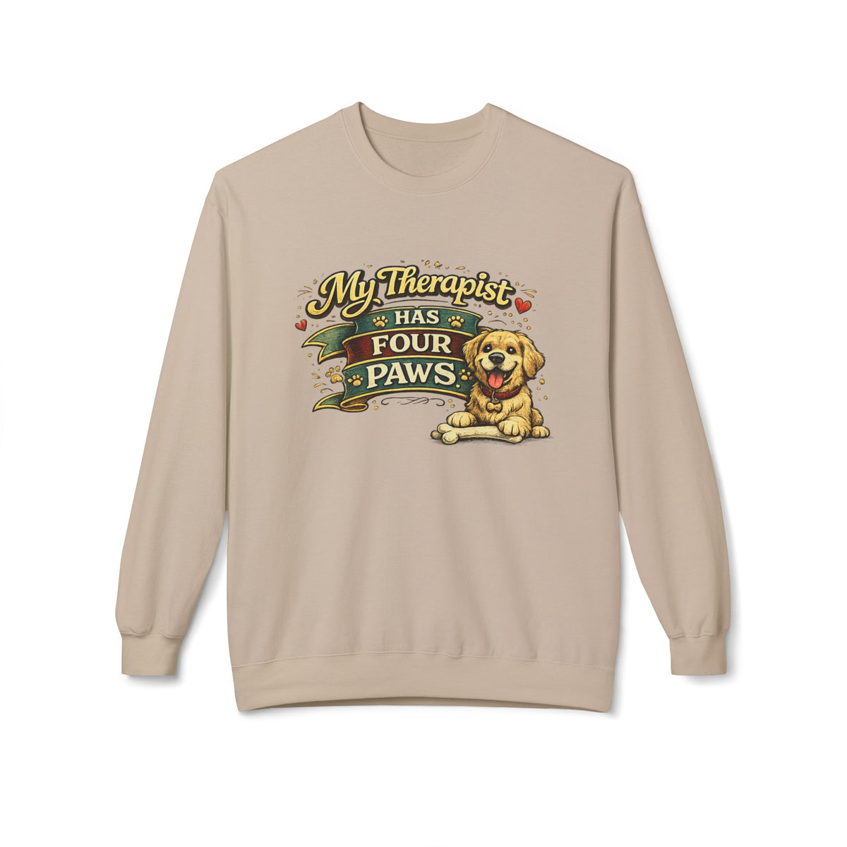 My Therapist Has Four Paws — Sweatshirt — Sand, S | The ClawMark Store