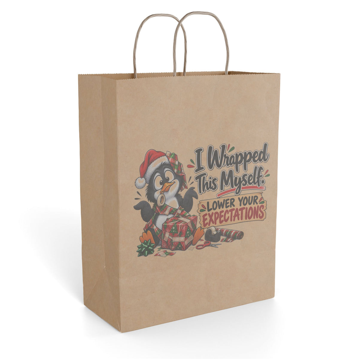 "I Wrapped This Myself, Lower Your Expectations" Gift Bag — 10'' x 13", Kraft, Paper | The ClawMark Store