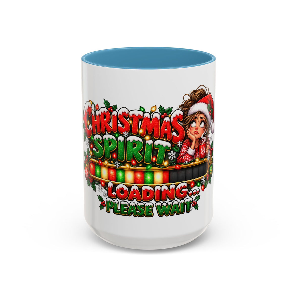 Christmas Spirit Loading Coffee Mug — Funny Holiday Accent Mug (11/15oz)